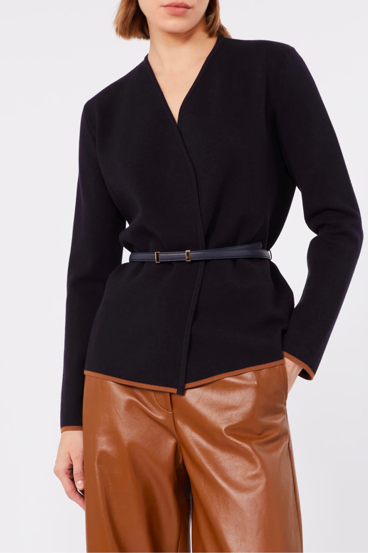 MAXMARA'S BRANDS CARDIGAN  BLU/CUOIO / XXS Giacca donna Max Mara Mstdente