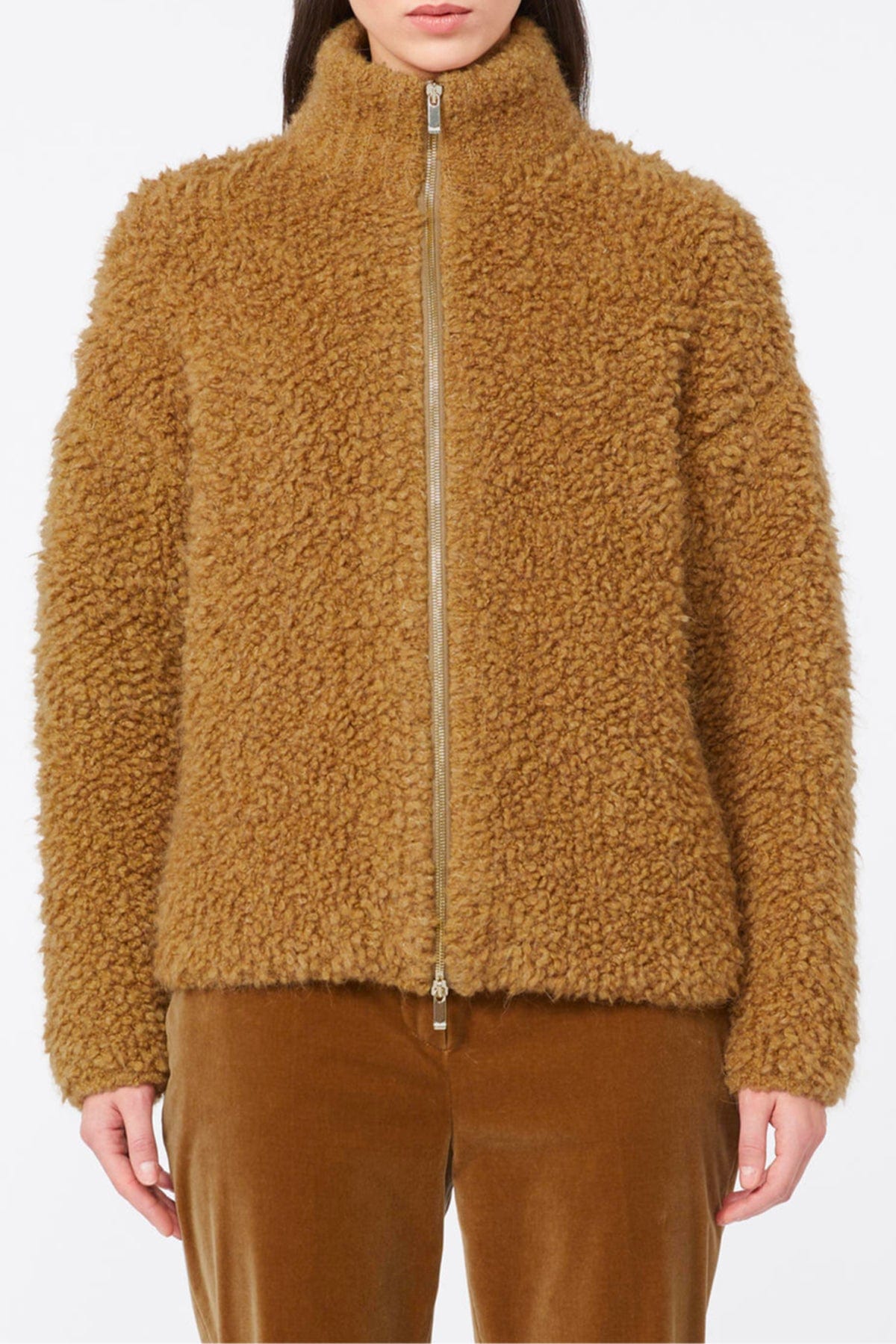 MAXMARA&#39;S BRANDS CARDIGAN  CAMMELLO / XXS Bomber in maglia alpaca e lana Max Mara Studio Oggetti