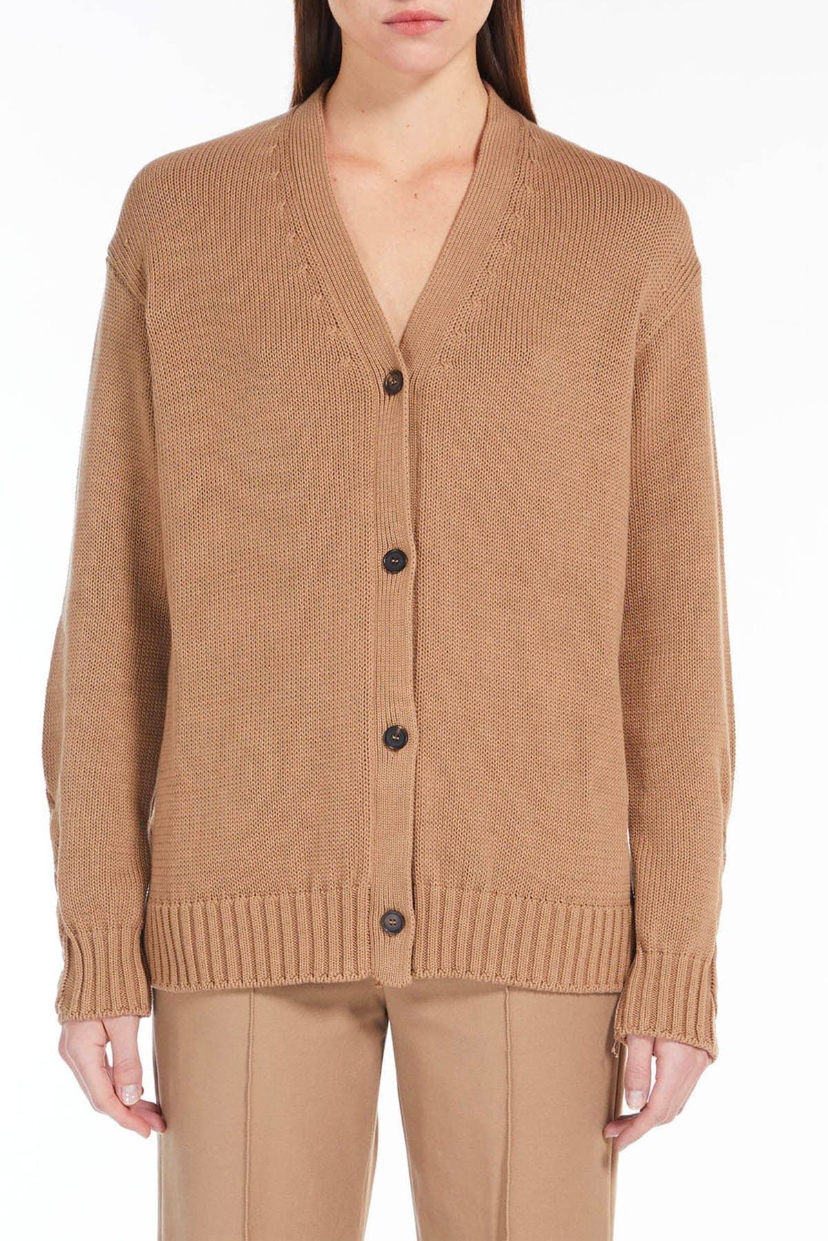 MAXMARA'S BRANDS CARDIGAN  CAMMELLO / XXS Cardigan in Maglia 'S Max Mara Lukas