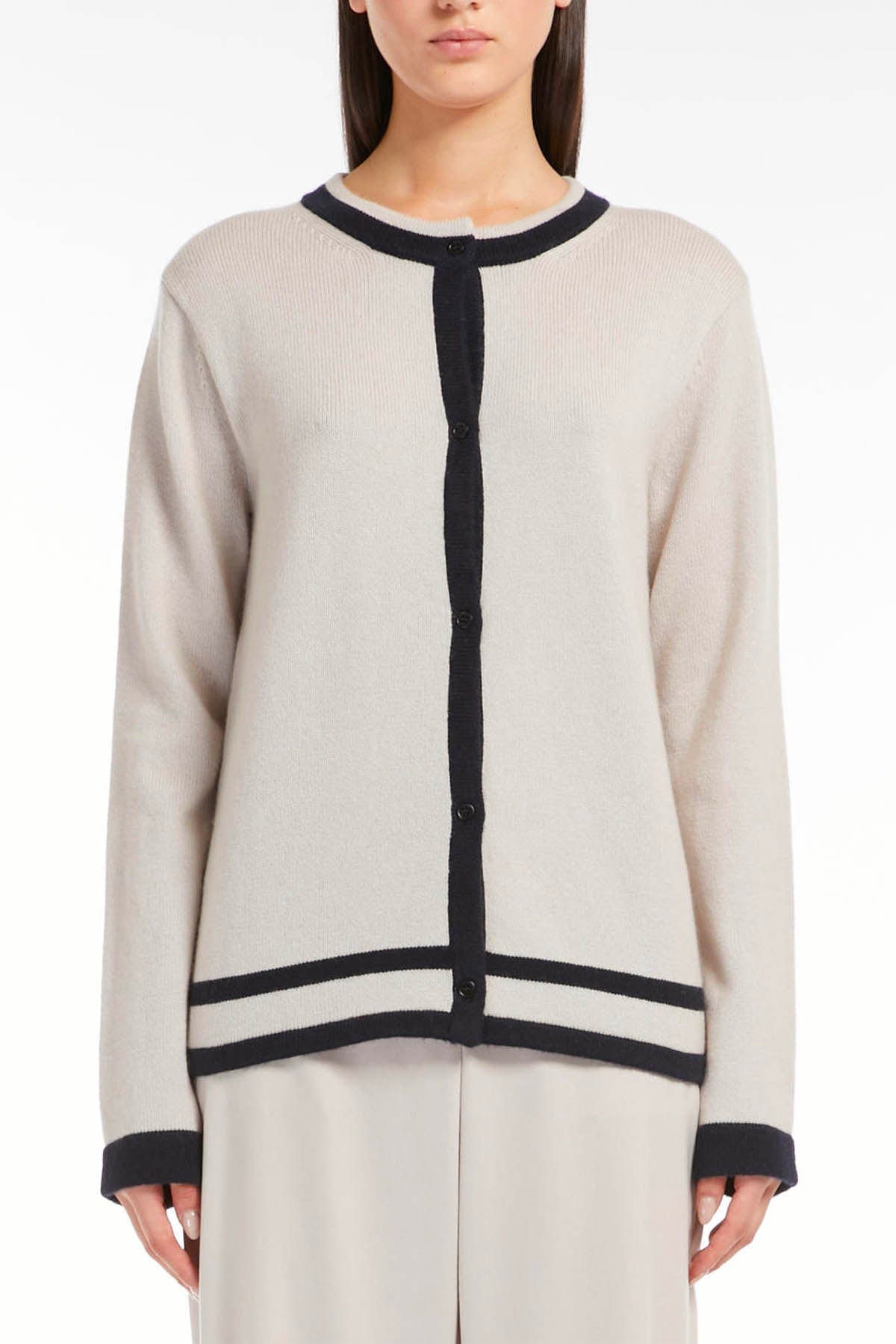 MAXMARA'S BRANDS CARDIGAN  ECRU / BLU / XXS Cardiga in Lana Donna 'S Max Mara Ere