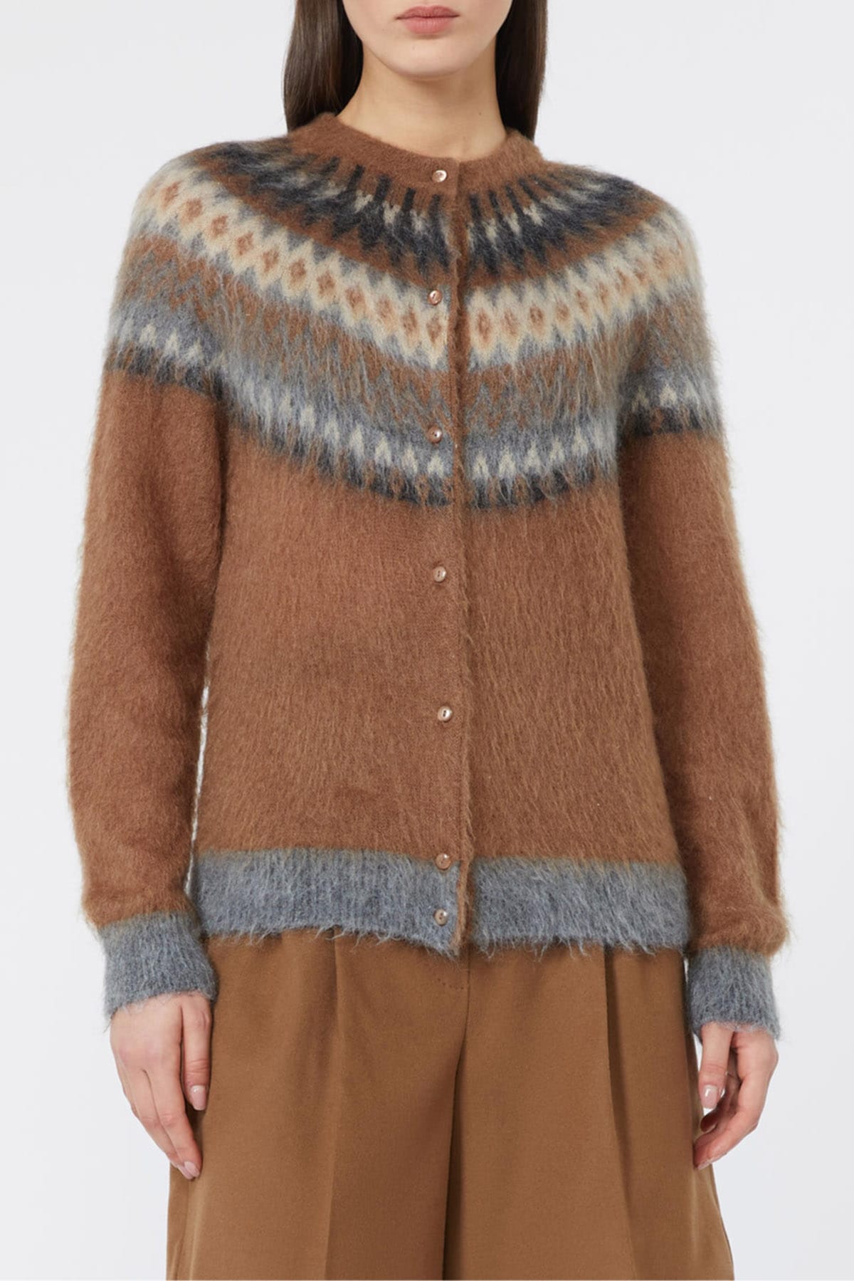 MAXMARA'S BRANDS CARDIGAN  CASTAGNA / GRIGIO / XXS Cardigan in maglia donna Max Mara Studio Mstmeringa