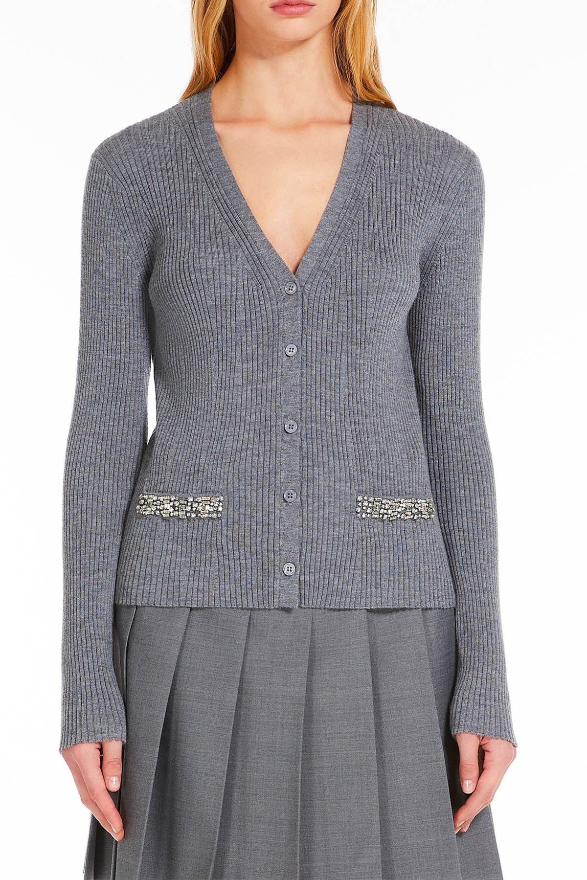 MAXMARA'S BRANDS CARDIGAN  GRIGIO MELANGE / XXS Cardigan in Maglia Max Mara Studio Brandy