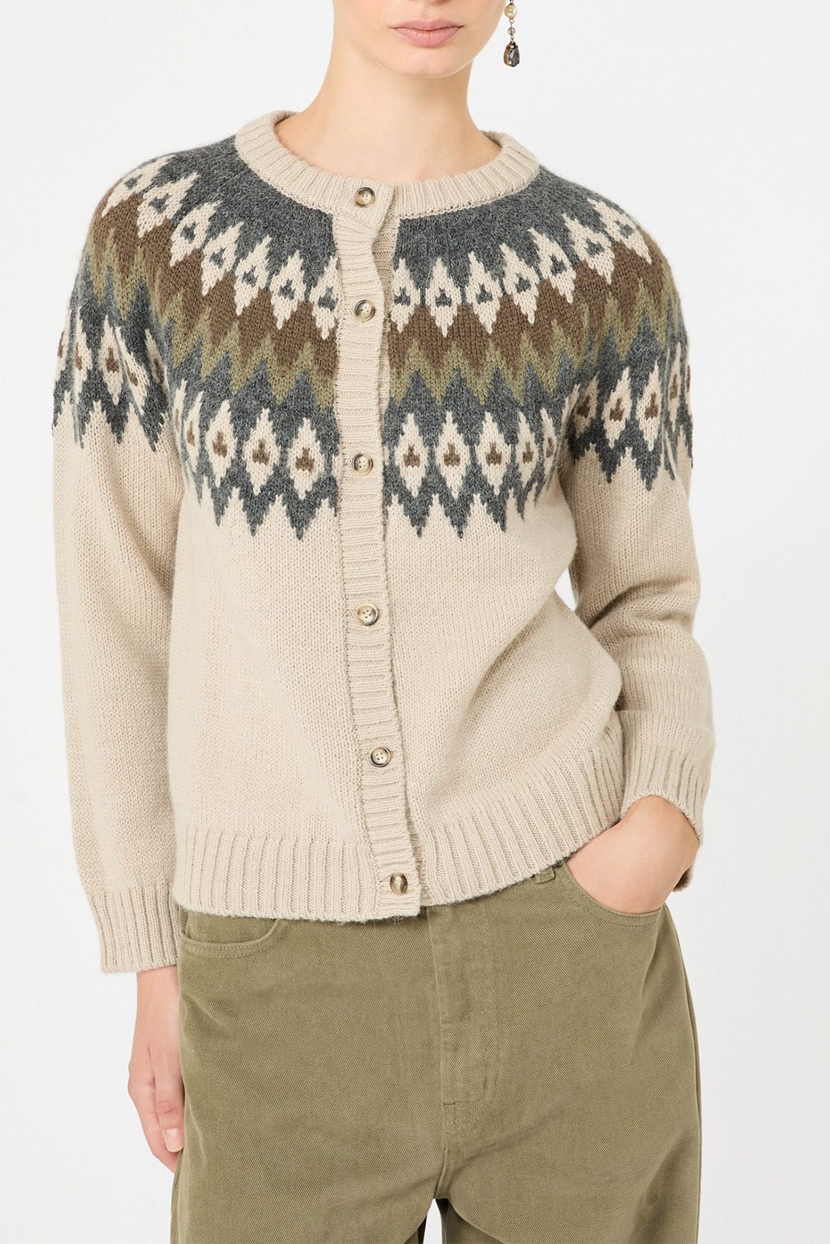 MAXMARA'S BRANDS CARDIGAN  DIS. GEOMETRICO / XXS Cardigan in maglia Max Mara Weekend Wkdtarga