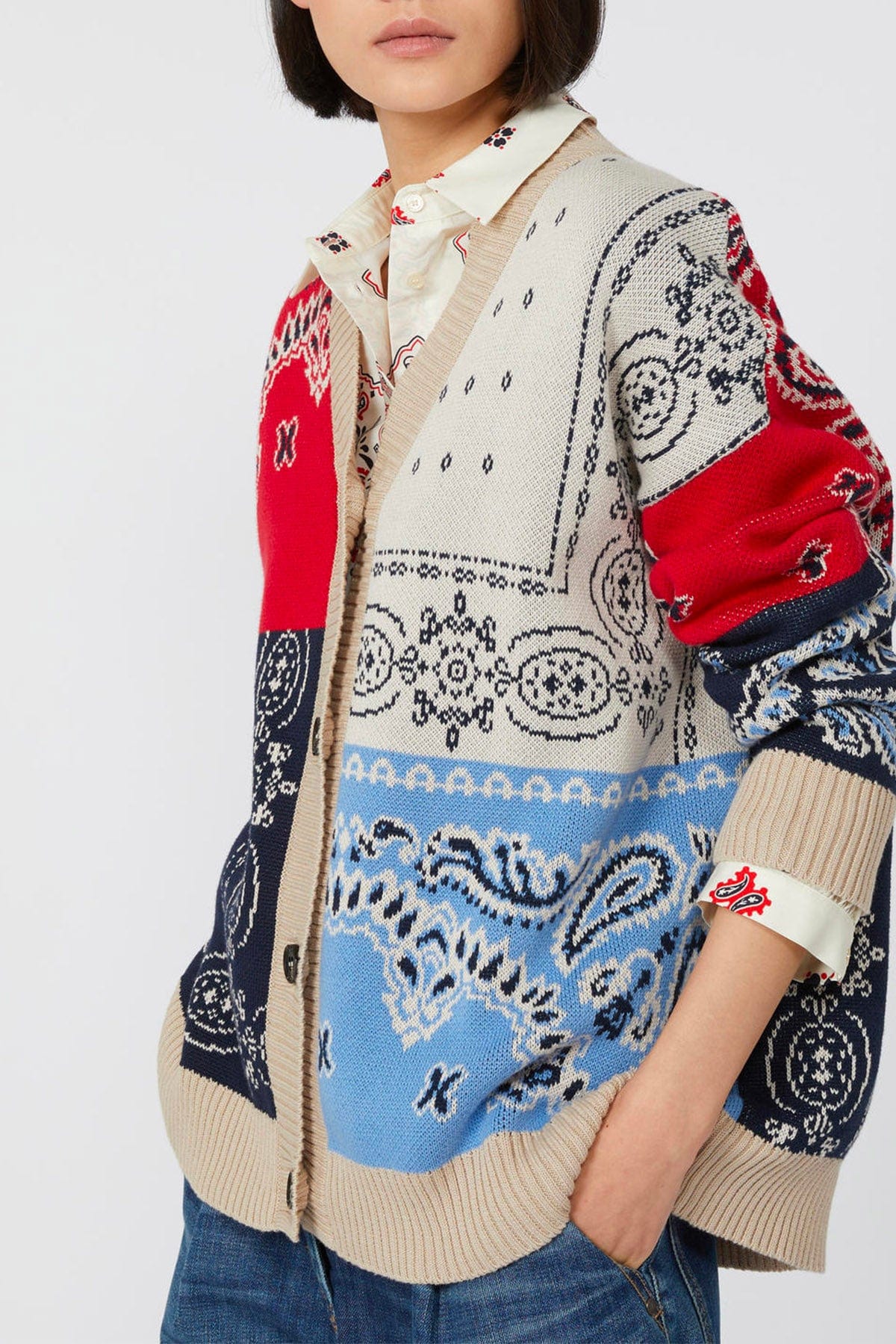 MAXMARA'S BRANDS CARDIGAN  DISEGNO BANDANA / XXS Cardigan in maglia over donna Weekend Max Mara Baobab