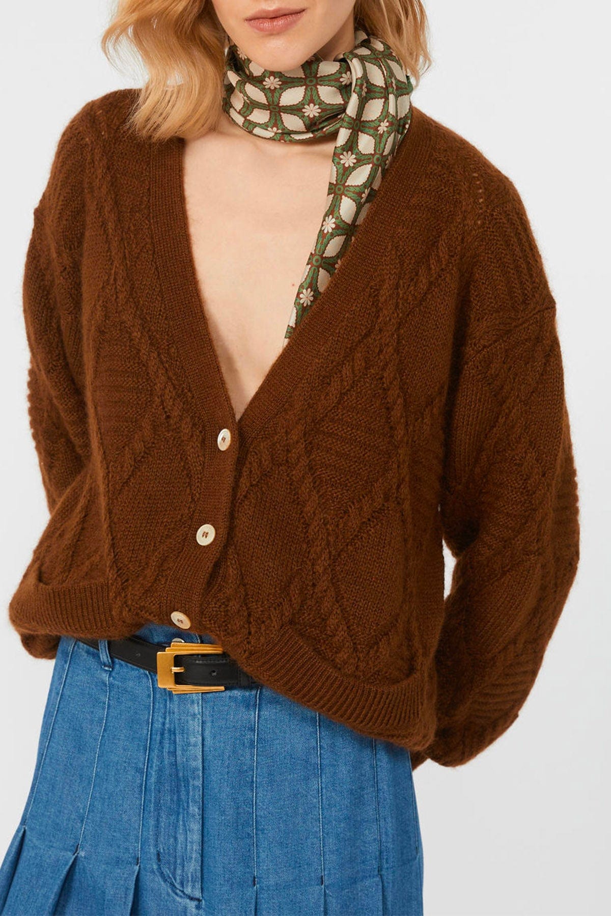 MAXMARA&#39;S BRANDS CARDIGAN  Cardigan intrecciato marrona Max Mara Weekend Bolero