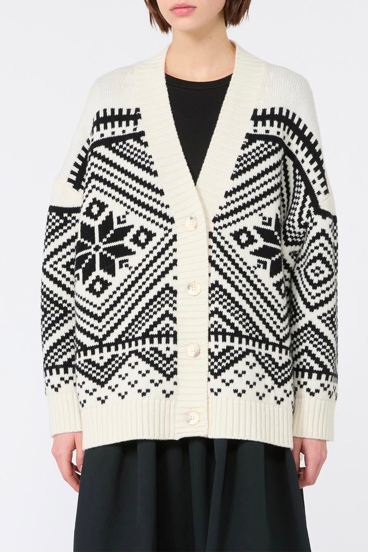 MAXMARA'S BRANDS CARDIGAN  GEOMETRICO / XXS Cardigan in lana donna Max Mara Weekend Wkdbelgio