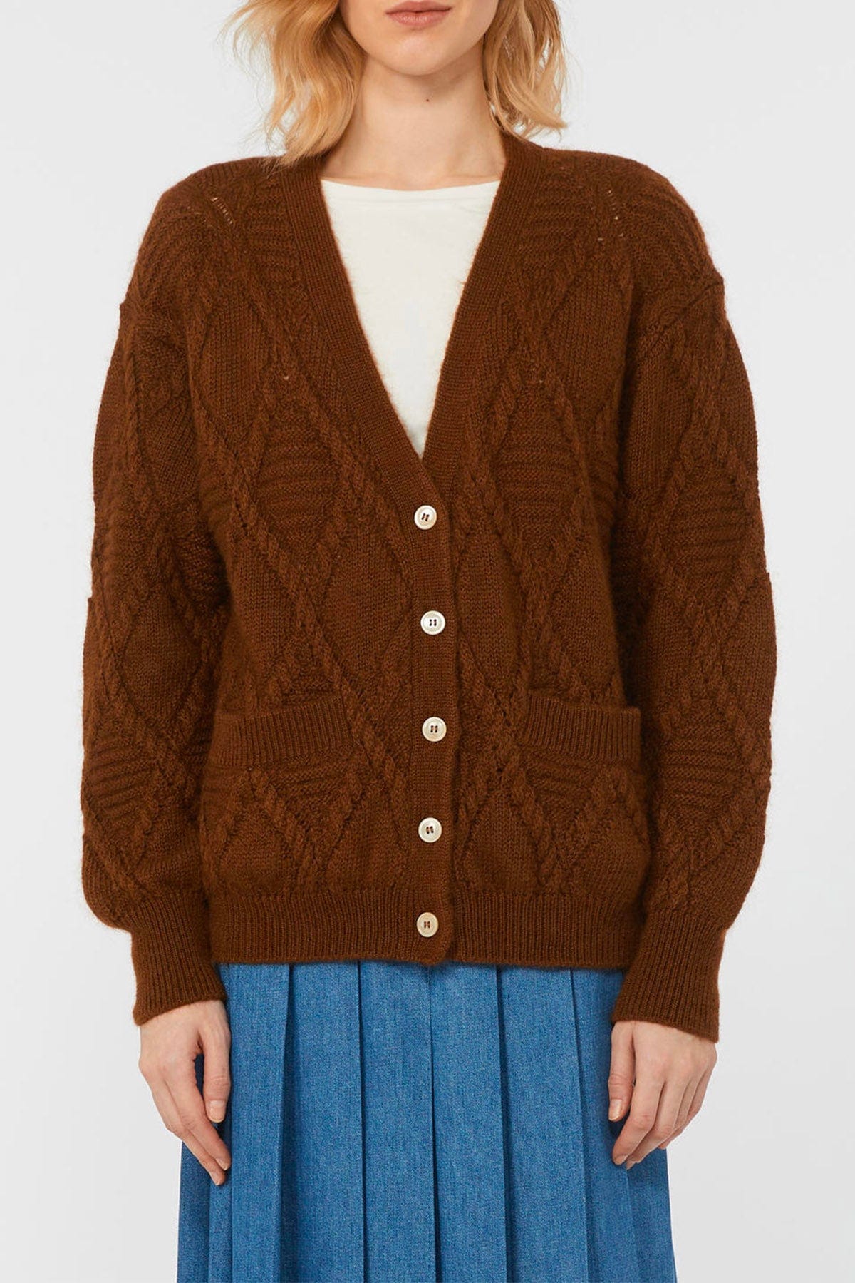 MAXMARA'S BRANDS CARDIGAN  MARRONE / XXS Cardigan intrecciato marrona Max Mara Weekend Bolero