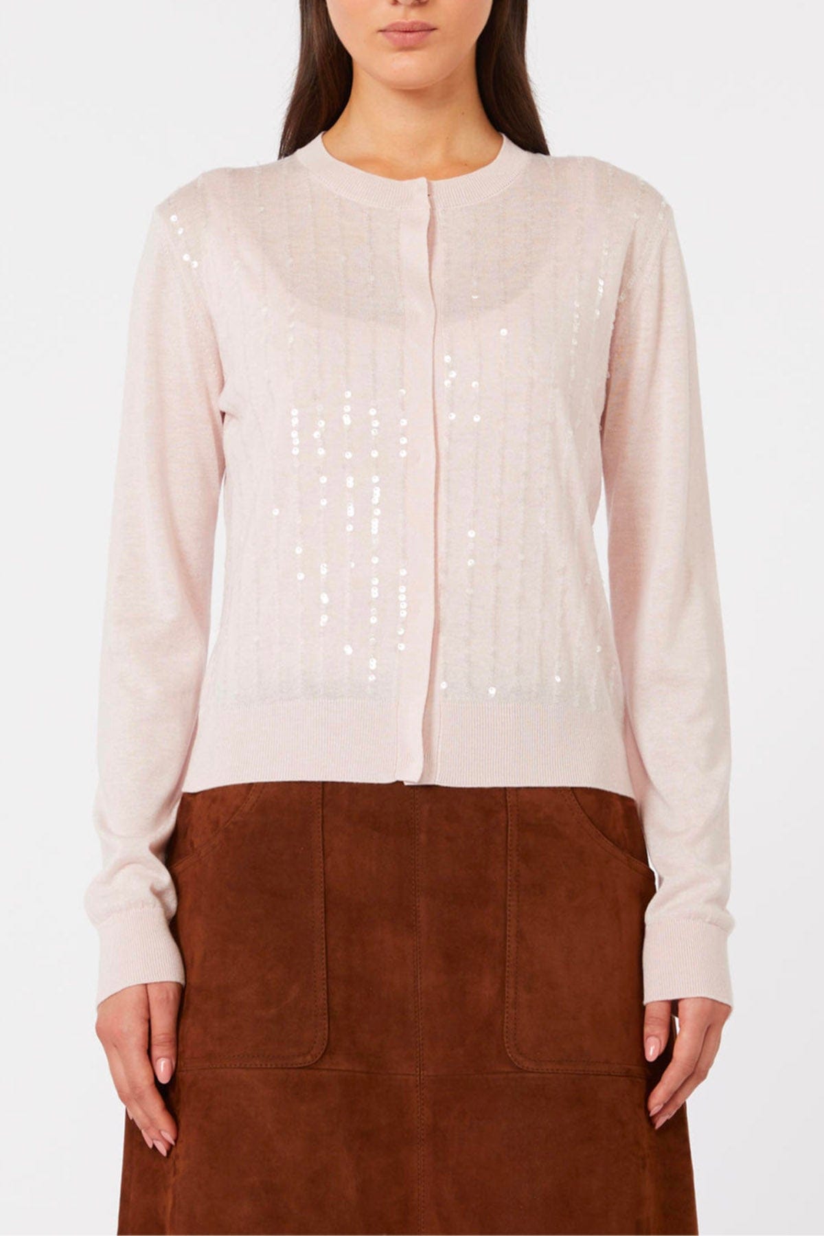 MAXMARA'S BRANDS CARDIGAN  ROSA PETALO / XXS Cardigan in maglia donna Max Mara Studio Mstlibbra