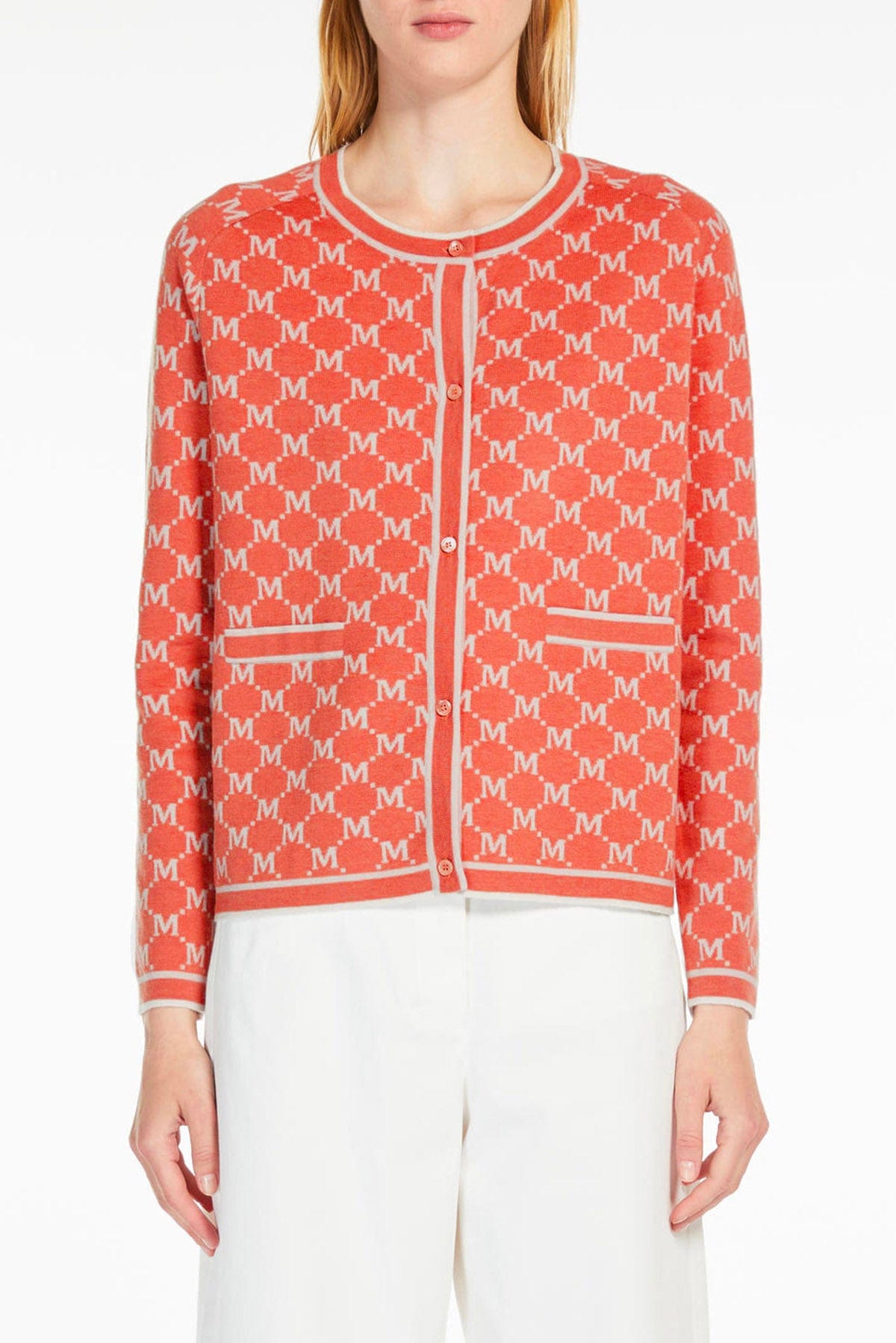 MAXMARA&#39;S BRANDS CARDIGAN  ROSSO / XXS Cardigan in maglia rosso monogram Max Mara Tivoli