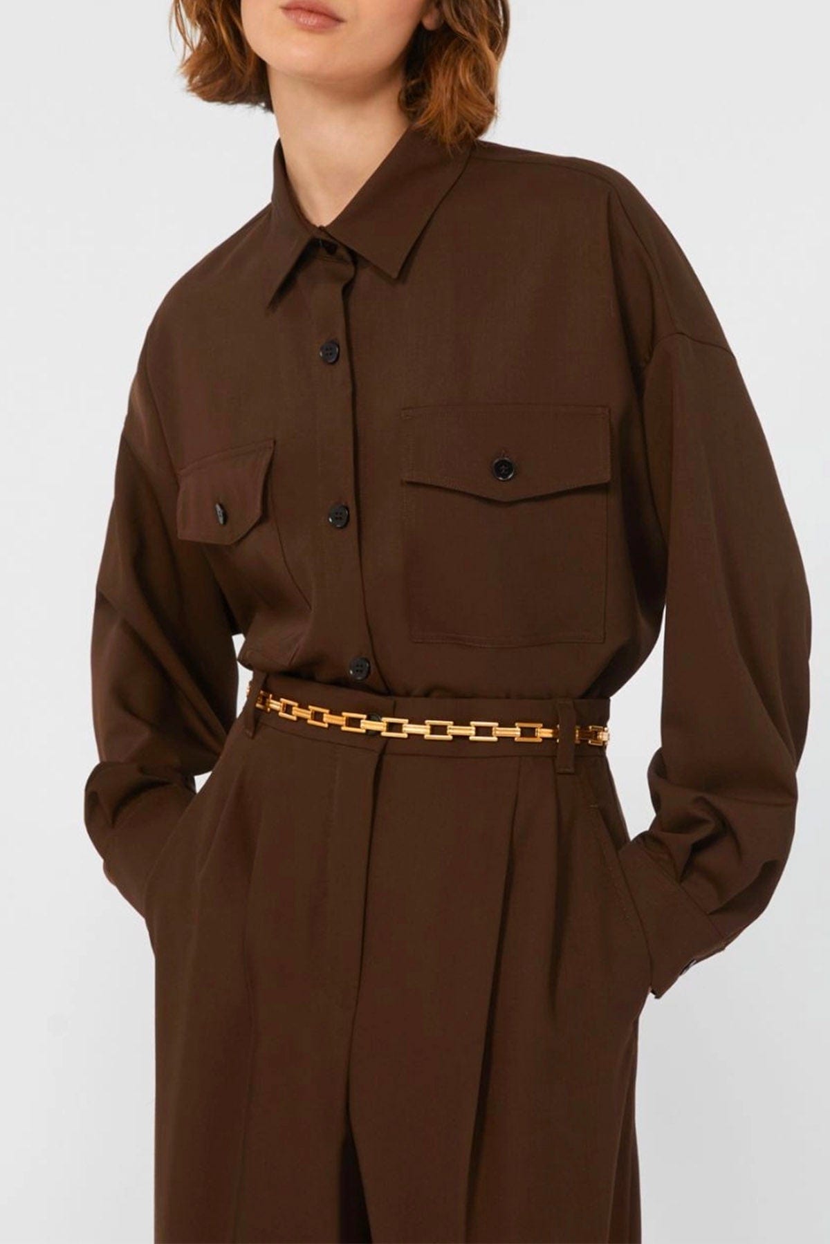 MAXMARA'S BRANDS CASACCA  MARRONE / 34 Camicia marrone donna Max Mara Weekend Firmina