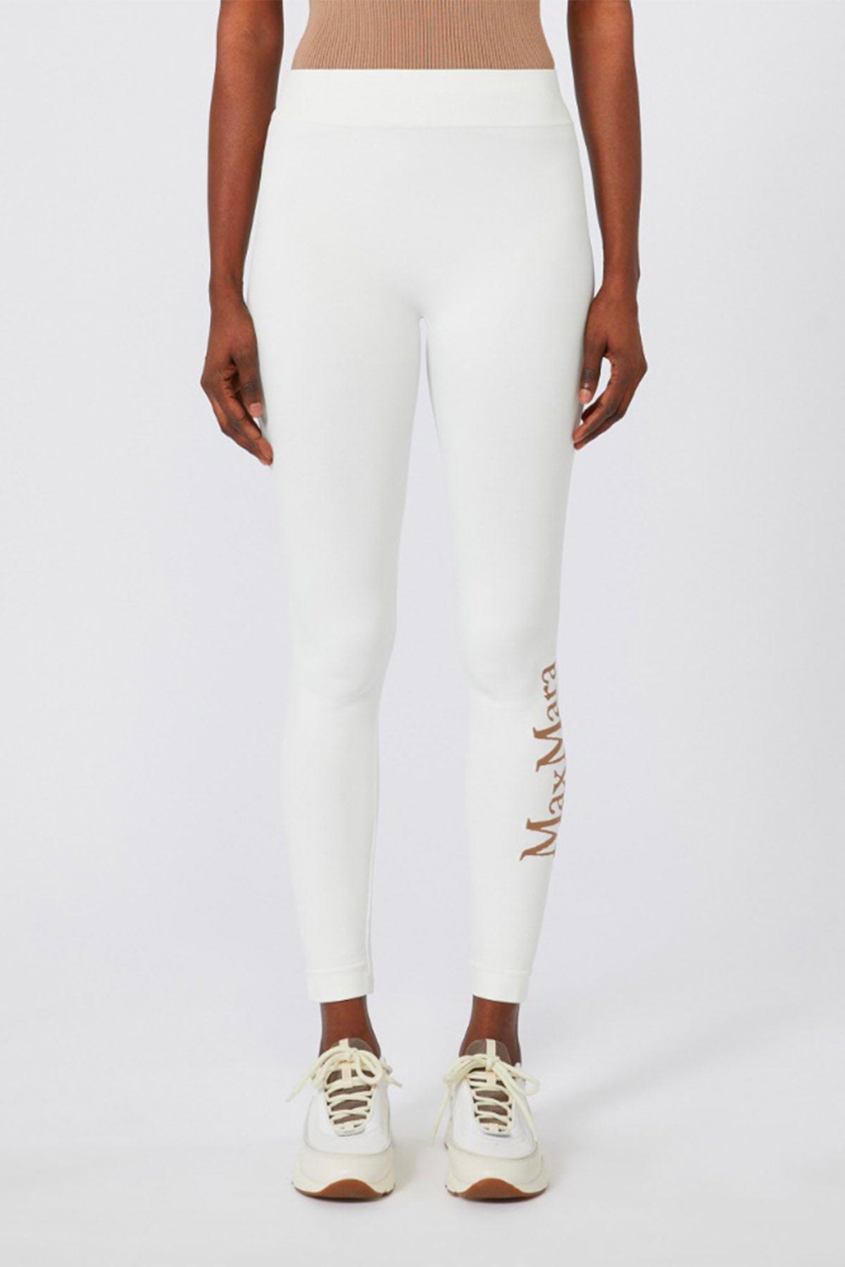 MAXMARA'S BRANDS COLLANT BIANCO / XXS Leggins con logo donna 'S Max Mara Basilea