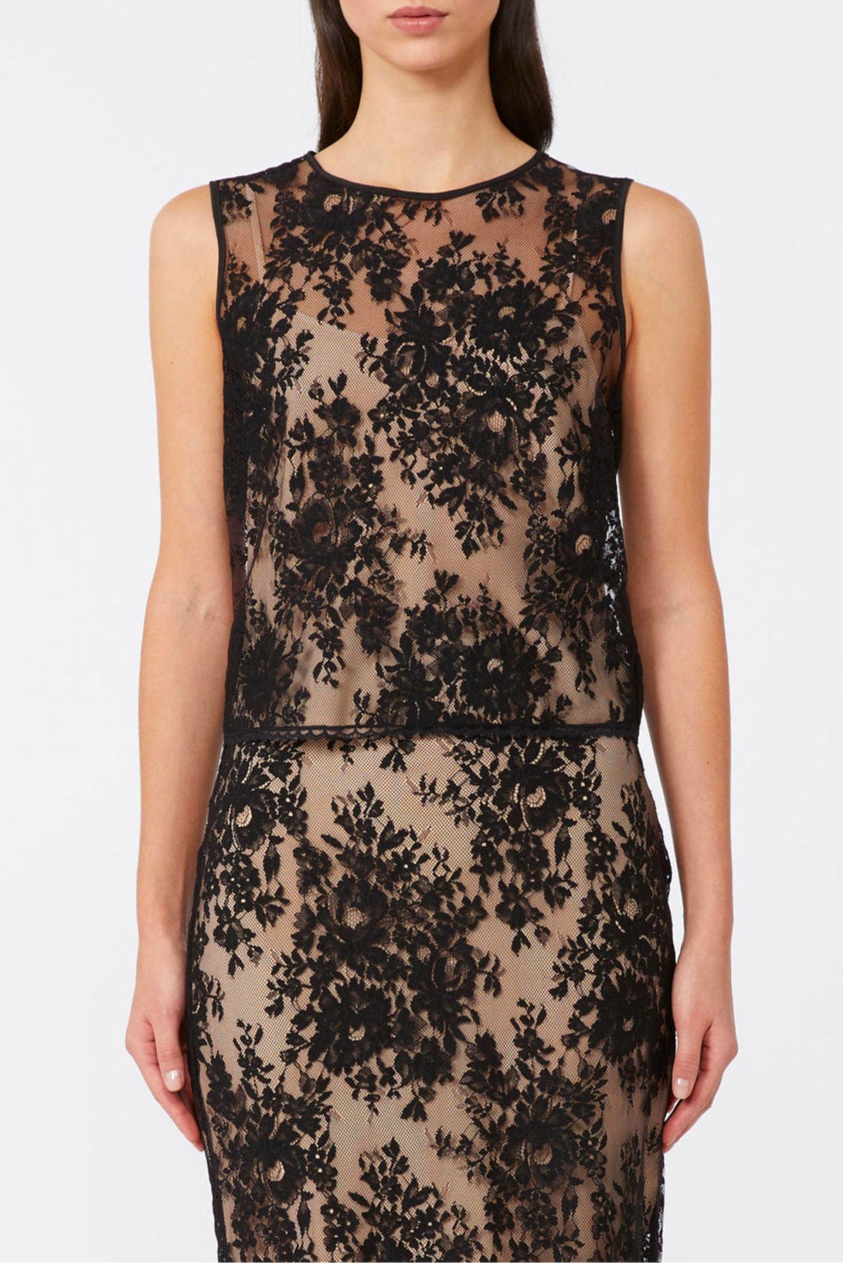 MAXMARA'S BRANDS COORDINATO IN JERSY NERO / XXS Top/Canotta in pizzo nero donna Studio Max Mara Baschi