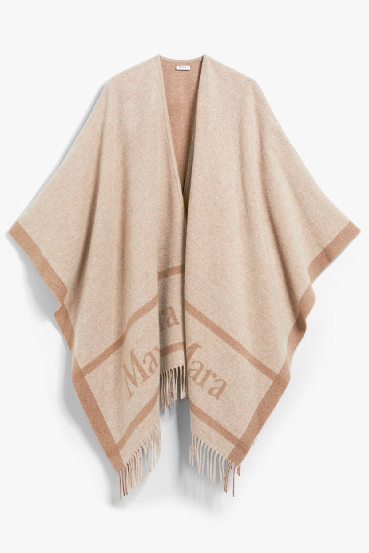 MAXMARA&#39;S BRANDS FOULARD-SCIARPA-NASTRO  CACHA / UNICA Poncho in lana con logo Studio Max Mara Hildestd