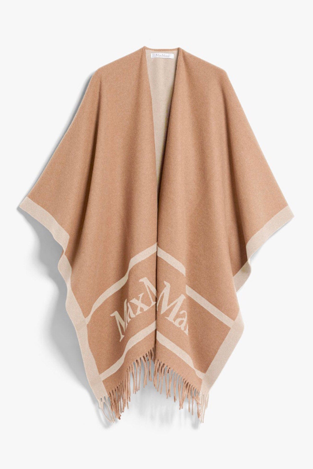 MAXMARA'S BRANDS FOULARD-SCIARPA-NASTRO  CAMMELLO / UNICA Poncho in lana con logo Studio Max Mara Hildestd