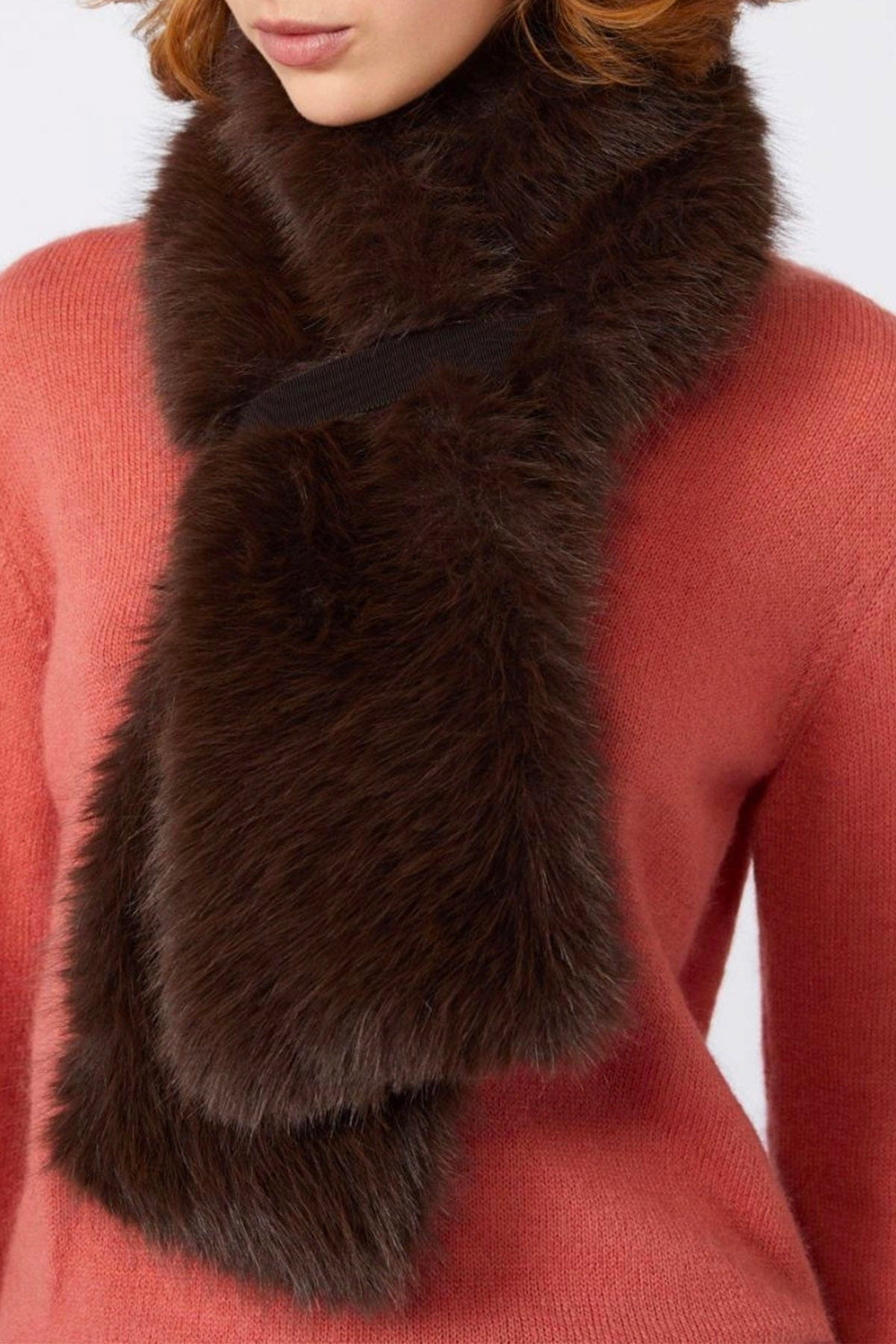 MAXMARA'S BRANDS FOULARD-SCIARPA-NASTRO  MARRONE SCURO / UNICA Collo in pelliccia ecologica Max Mara Weekend Cabras1234