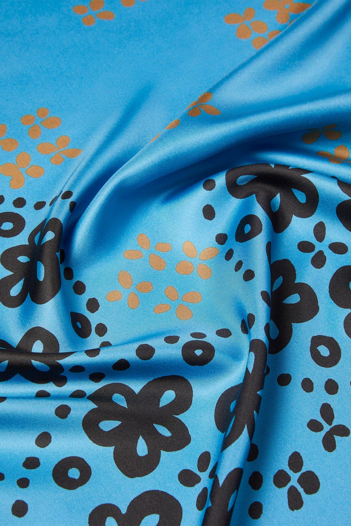 MAXMARA&#39;S BRANDS FOULARD-SCIARPA-NASTRO  FOND. AZZURRO DIS. ORO/NERO / UNICA Foulard in seta donna Weekend Max Mara Onestoring