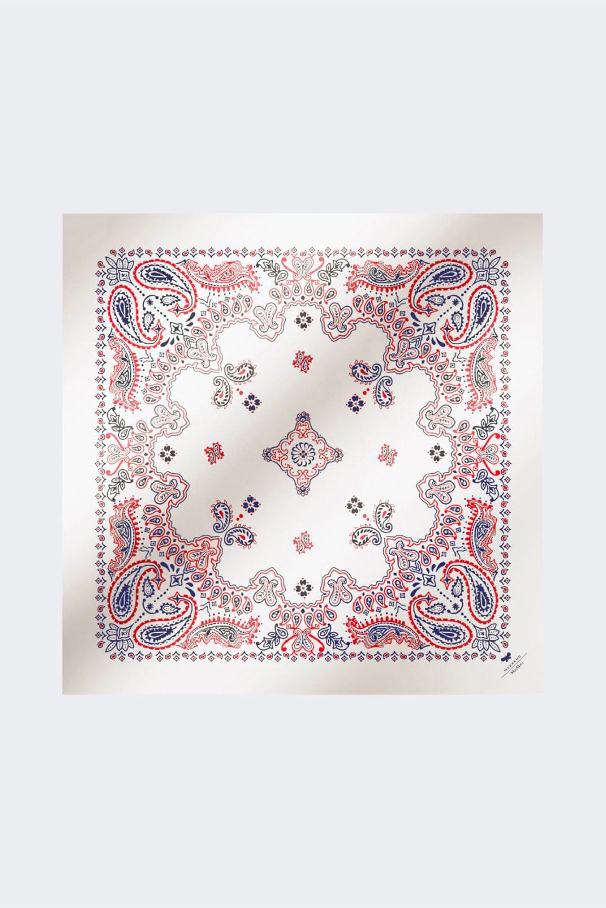 MAXMARA&#39;S BRANDS FOULARD-SCIARPA-NASTRO  FOND. BIANCO DIS. ROSSO/ BLU / UNICA Foulard in seta Weekend Max Mara Siam