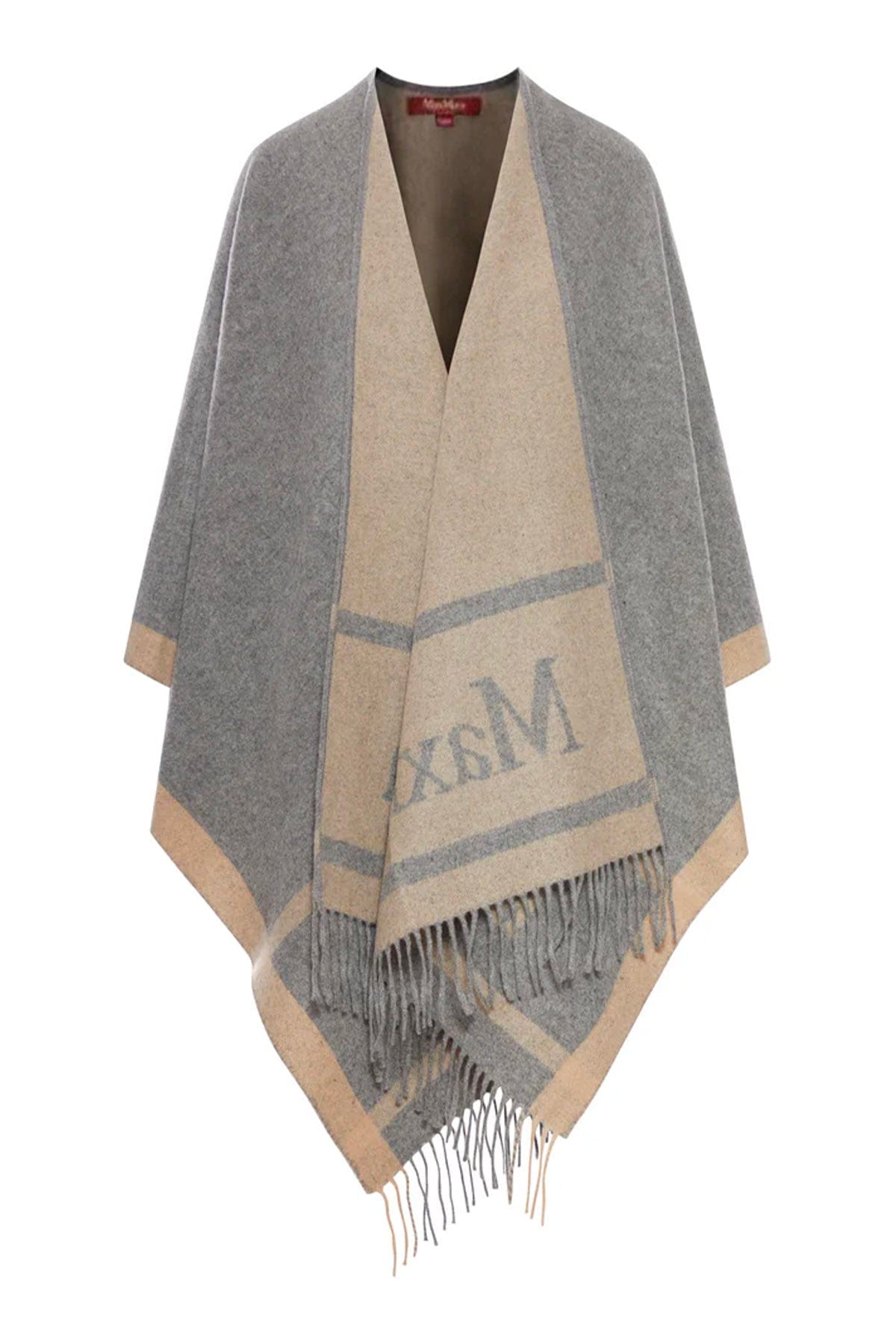 MAXMARA&#39;S BRANDS FOULARD-SCIARPA-NASTRO  GRIGIO / UNICA Poncho in lana con logo Studio Max Mara Hildestd