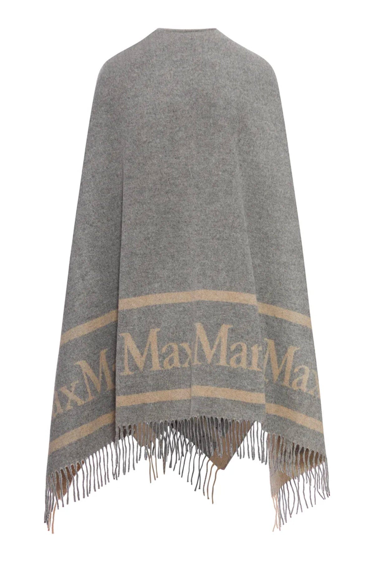 MAXMARA&#39;S BRANDS FOULARD-SCIARPA-NASTRO  Poncho in lana con logo Studio Max Mara Hildestd
