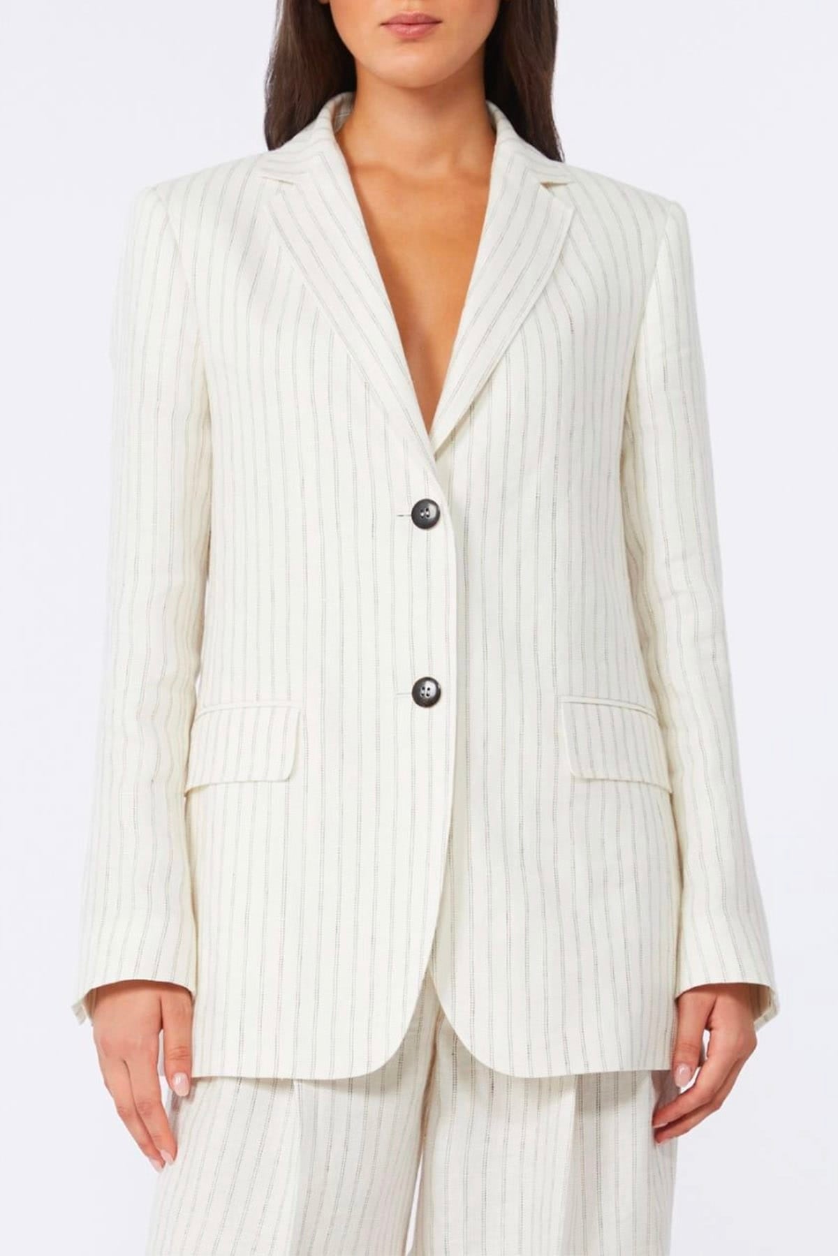 MAXMARA'S BRANDS GIACCA  BIANCO / 34 Blazer in lino donna Max Mara Studio Mstelogio