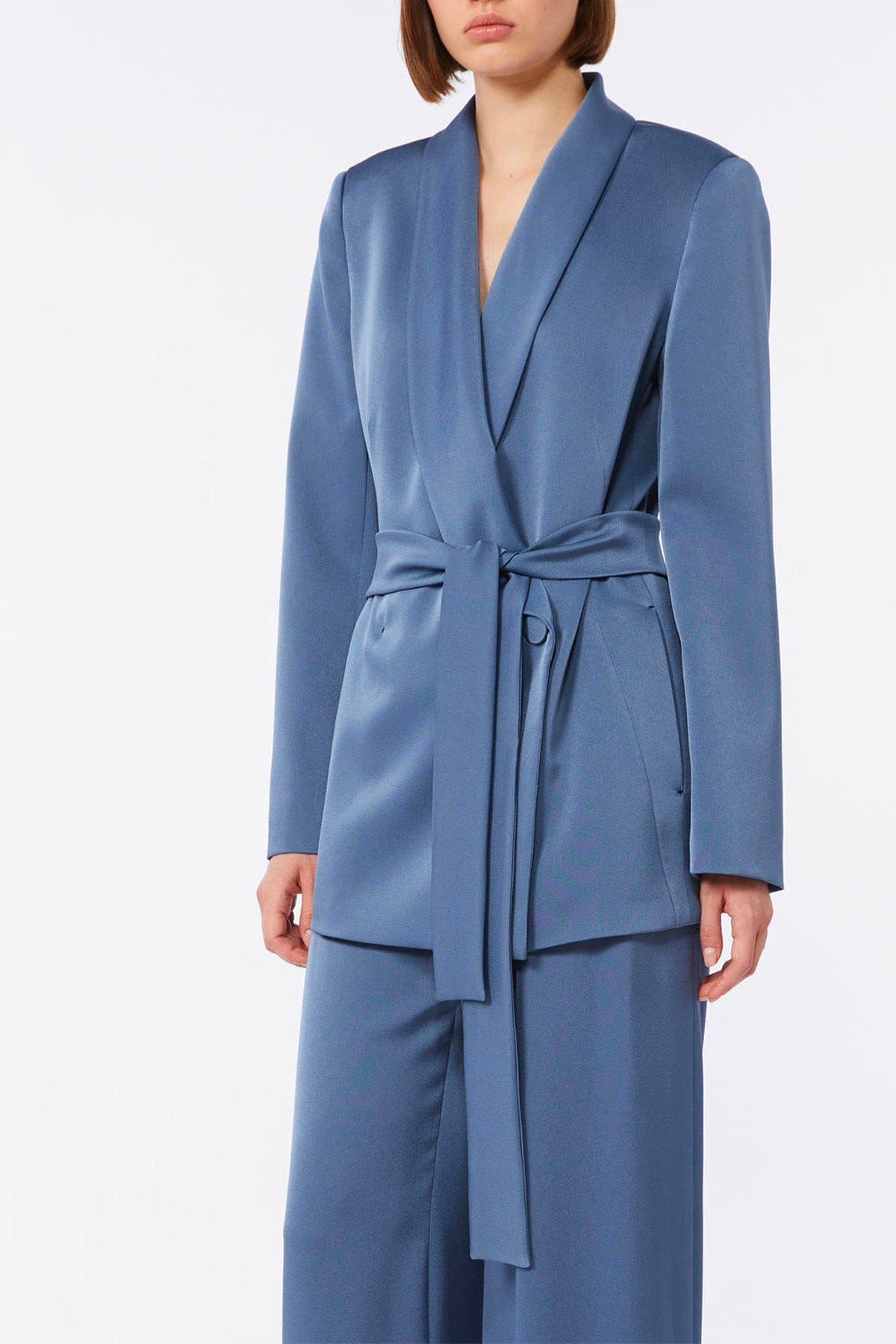 MAXMARA'S BRANDS GIACCA  BLU OPALE / 34 Giacca in satin leggero Max Mara Studio Elegante Msedoppia