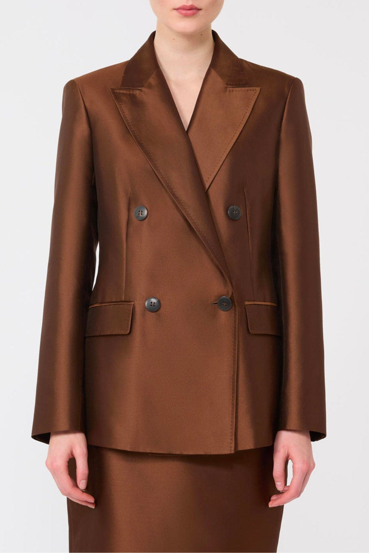 MAXMARA'S BRANDS GIACCA  CIOCCOLATO / 34 Giacca doppiopetto in seta donna Max Mara Studio Mstpeccati