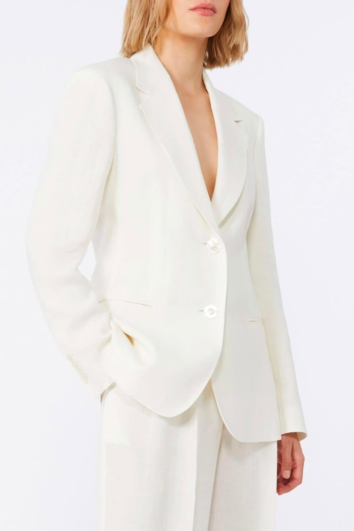 MAXMARA'S BRANDS GIACCA  BIANCO / 34 Giacca donna bianca in lino Max Mara Studio Mstbello