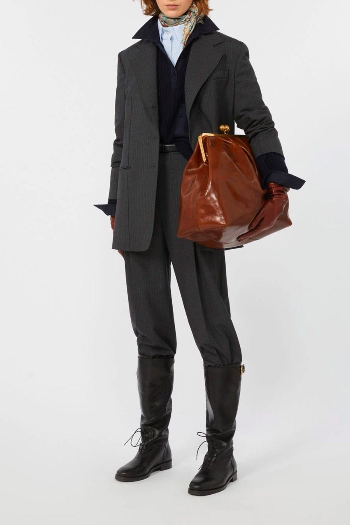 MAXMARA&#39;S BRANDS GIACCA  Giacca grigia gessata donna Max Mara Weekend Edmea
