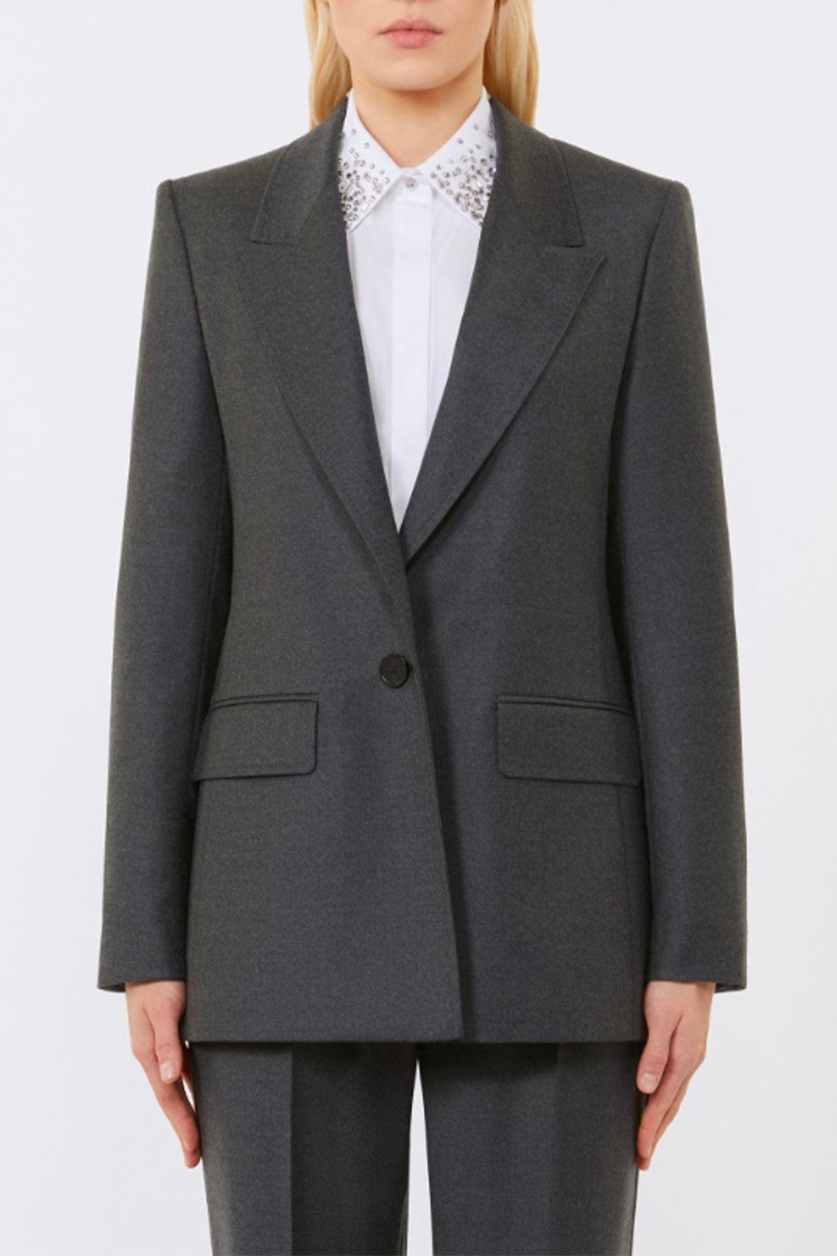 MAXMARA'S BRANDS GIACCA  GRIGIO SCURO / 34 Giacca in lana grigia Max Mara Studio Bolsena