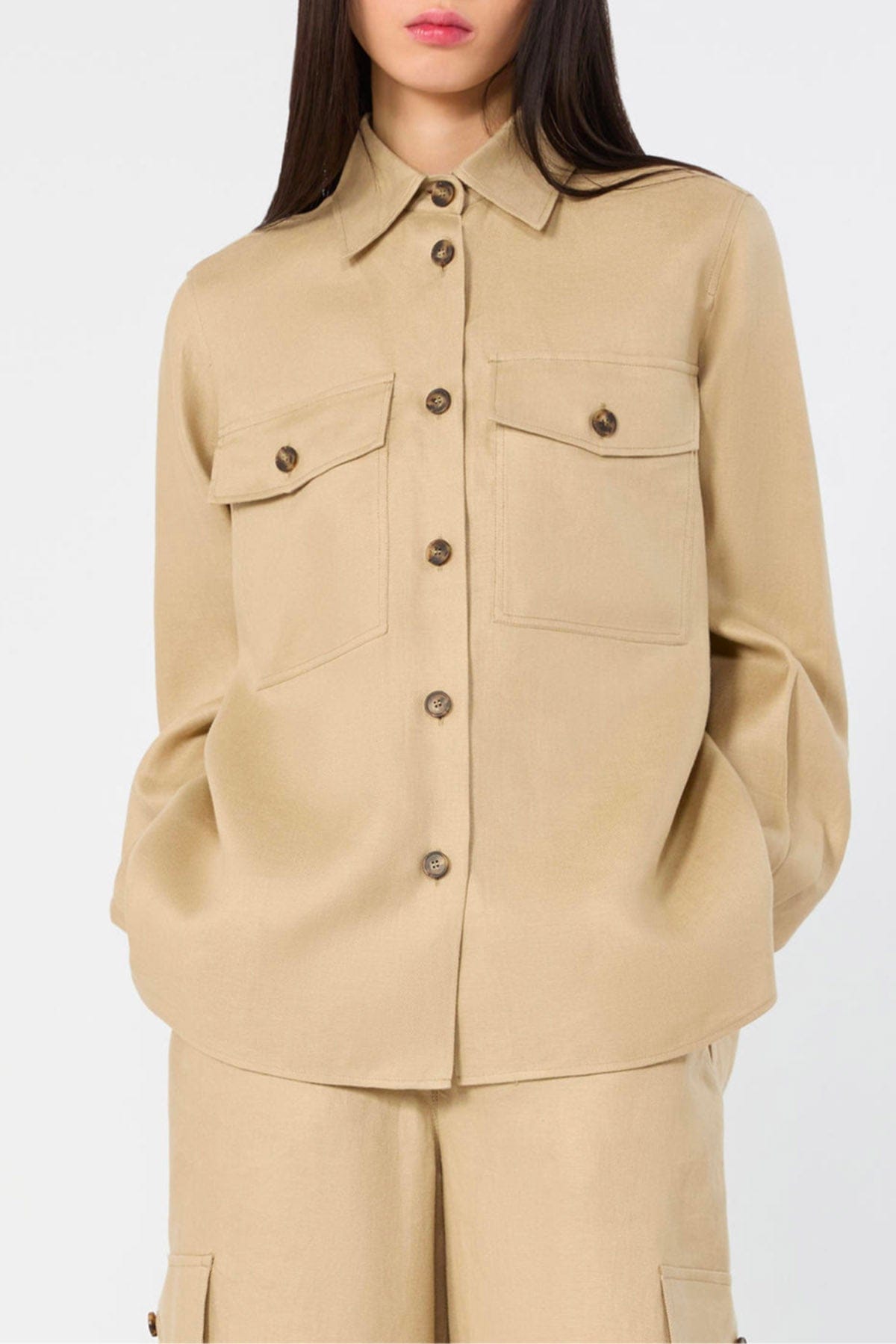 MAXMARA'S BRANDS GIACCA  Giacca in Lino Beige Safari Wkipomposa