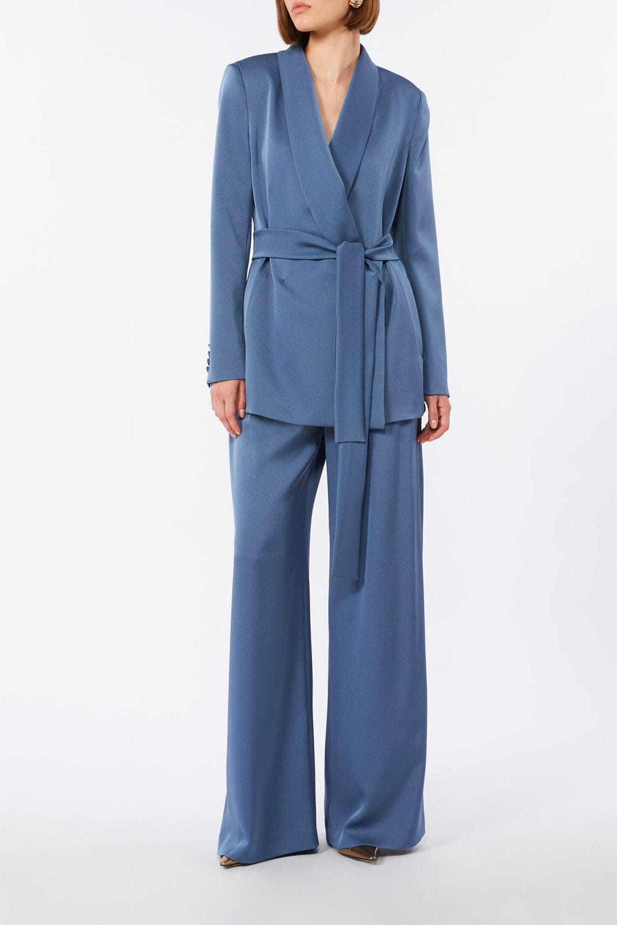 MAXMARA'S BRANDS GIACCA  BLU OPALE / 34 Giacca in satin leggero Max Mara Studio Elegante Msedoppia