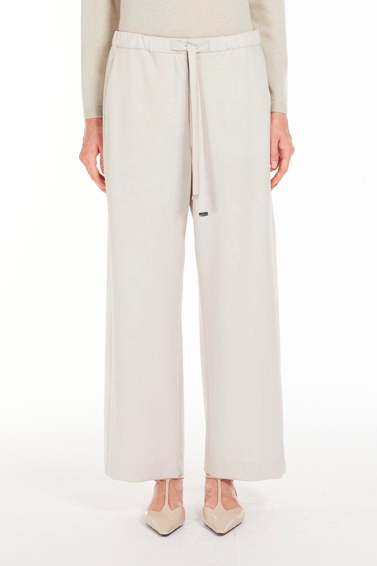 MAXMARA&#39;S BRANDS GIACCA IN JERSEY  BIANCO PERLA / 34 Pantaloni in lana &#39;S Max Mara Argenta donna