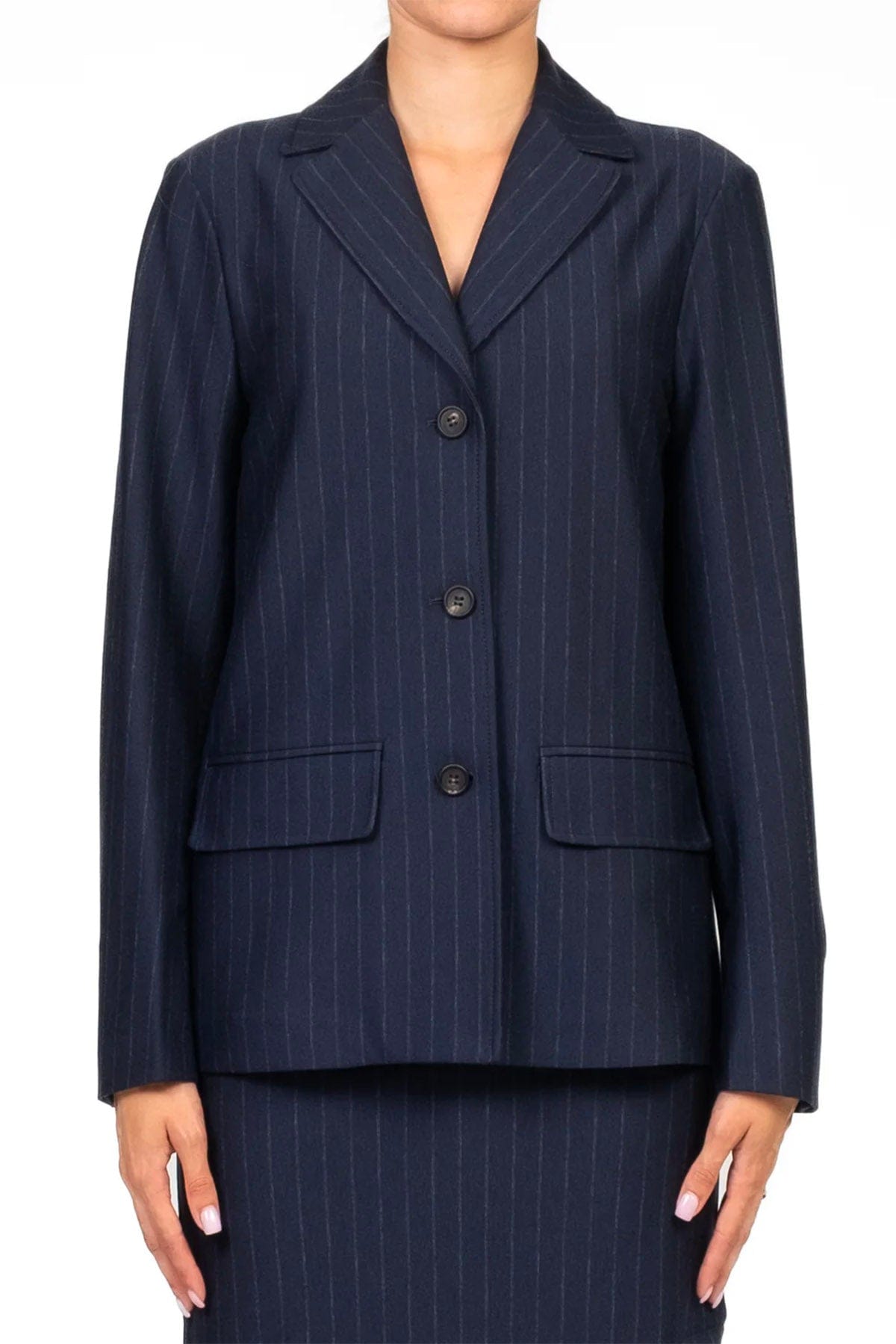 MAXMARA'S BRANDS GIACCA IN JERSEY  BLU RIGATO / XXS Giacca blu gessata donna MAx Mara MM Todi