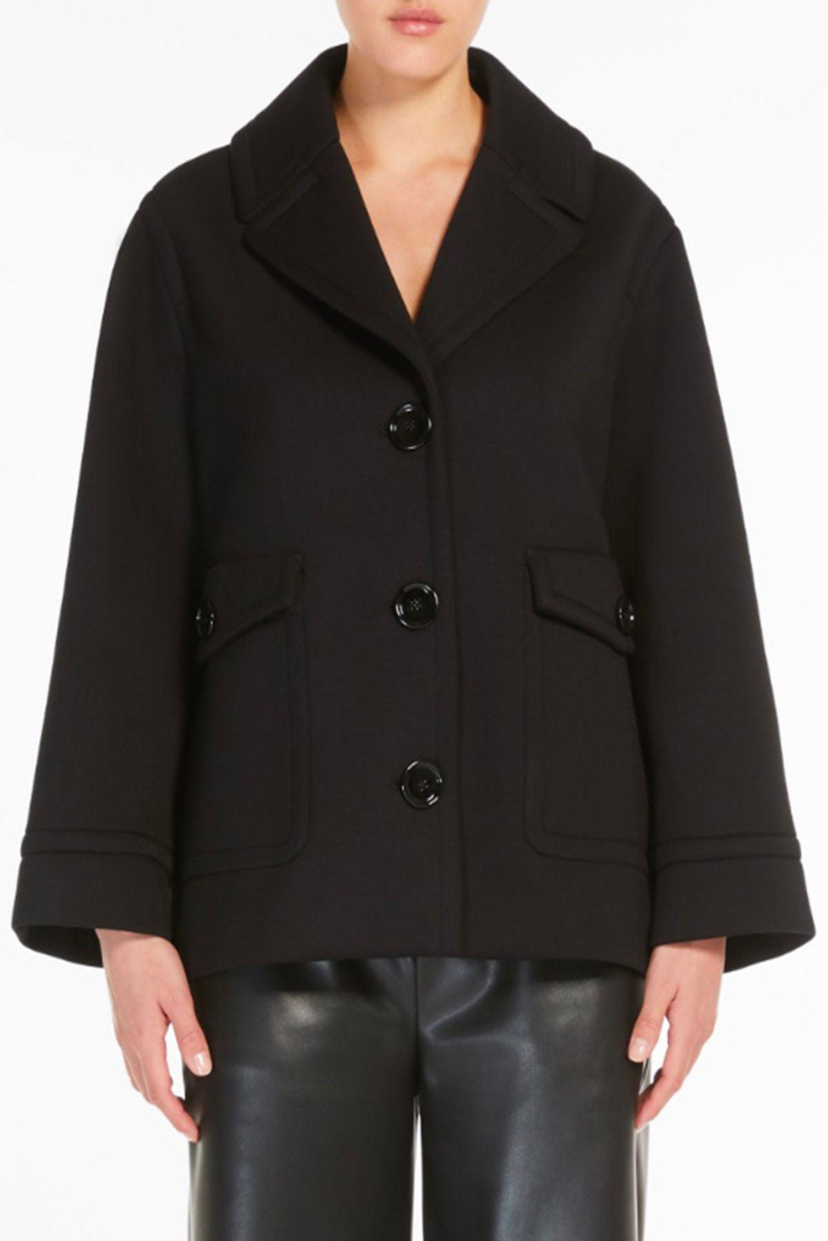 MAXMARA&#39;S BRANDS GIACCA IN JERSEY  Giaccone donna nero &#39;S Max Mara Estroso