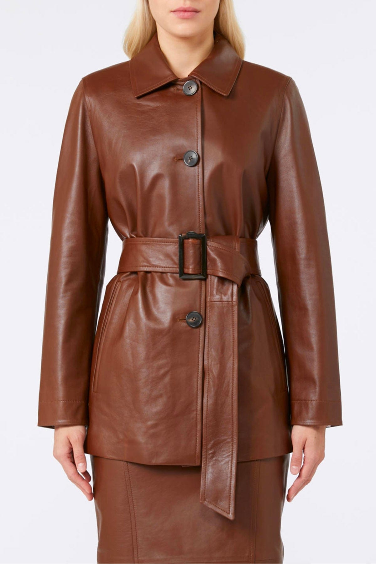MAXMARA&#39;S BRANDS GIACCA IN PELLE  MARRONE / 34 Giacca in pelle donna Studio Max Mara Tolmin