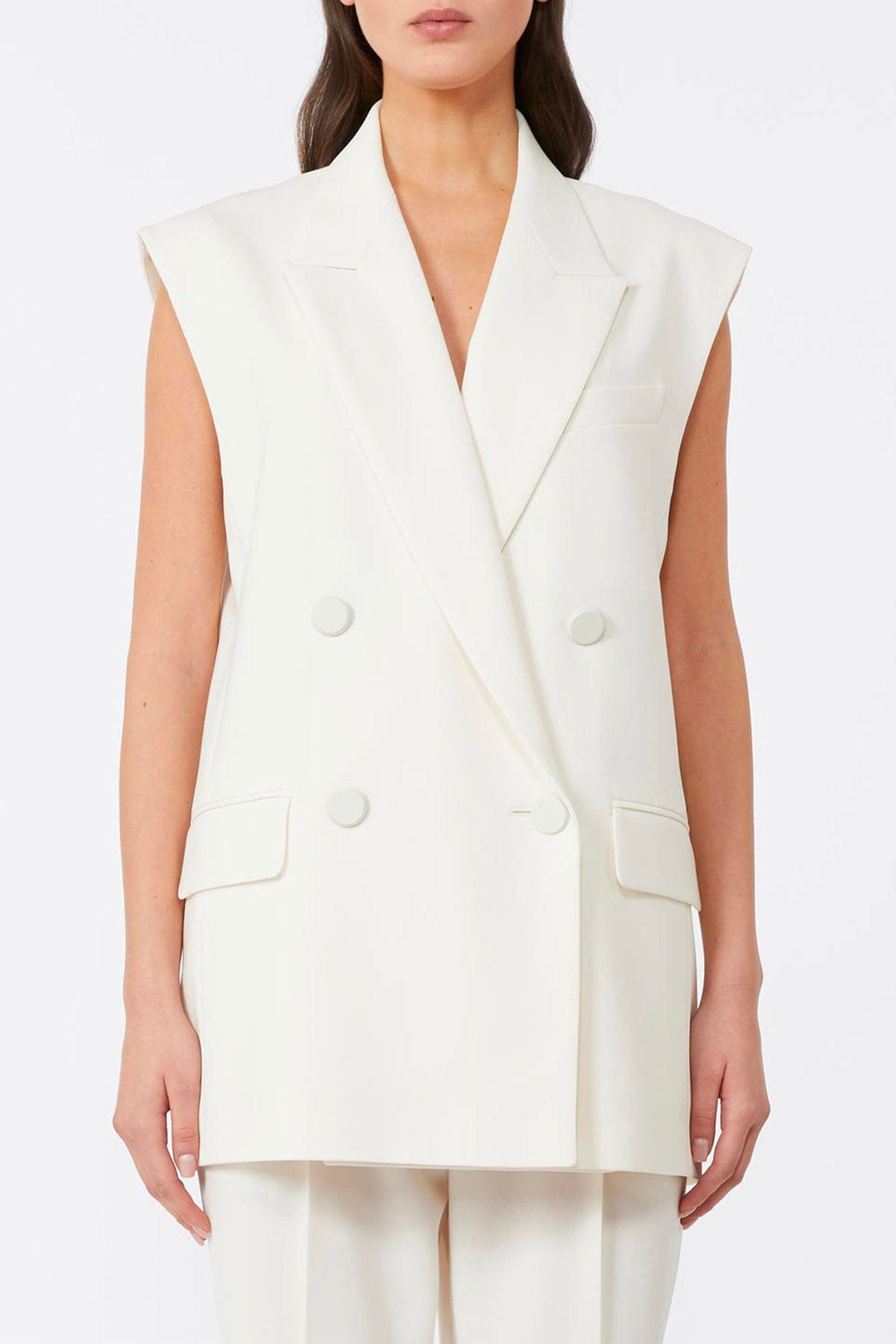 MAXMARA'S BRANDS GIACCA SMANICATA BIANCO BURRO / 34 Giacca smanicata bianco burro donna Studio Max Mara Pomez