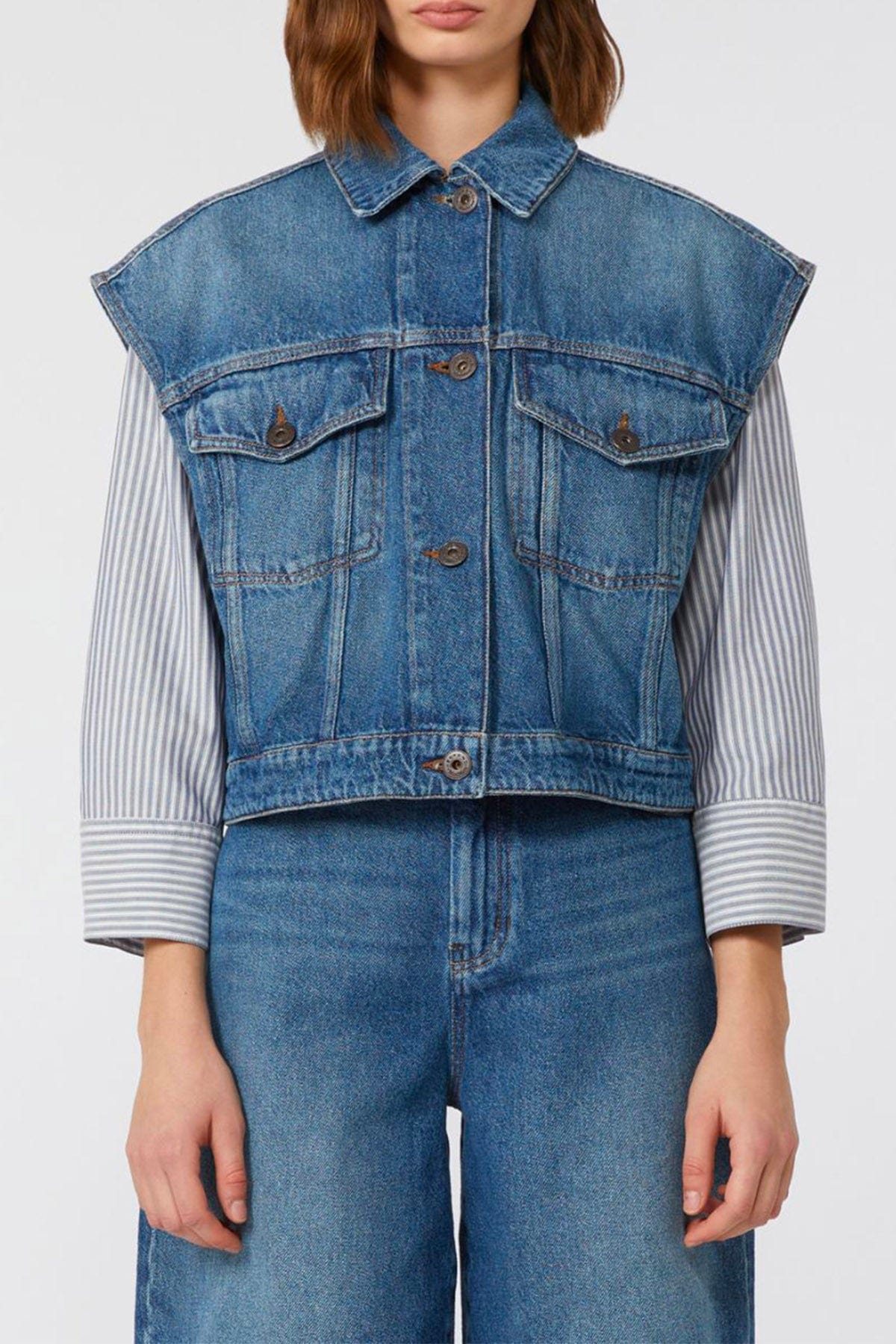 MAXMARA'S BRANDS GIACCA SMANICATA JEANS MEDIO / 34 Giacca in jeans donna senza maniche Weekend Max Mara Mappa