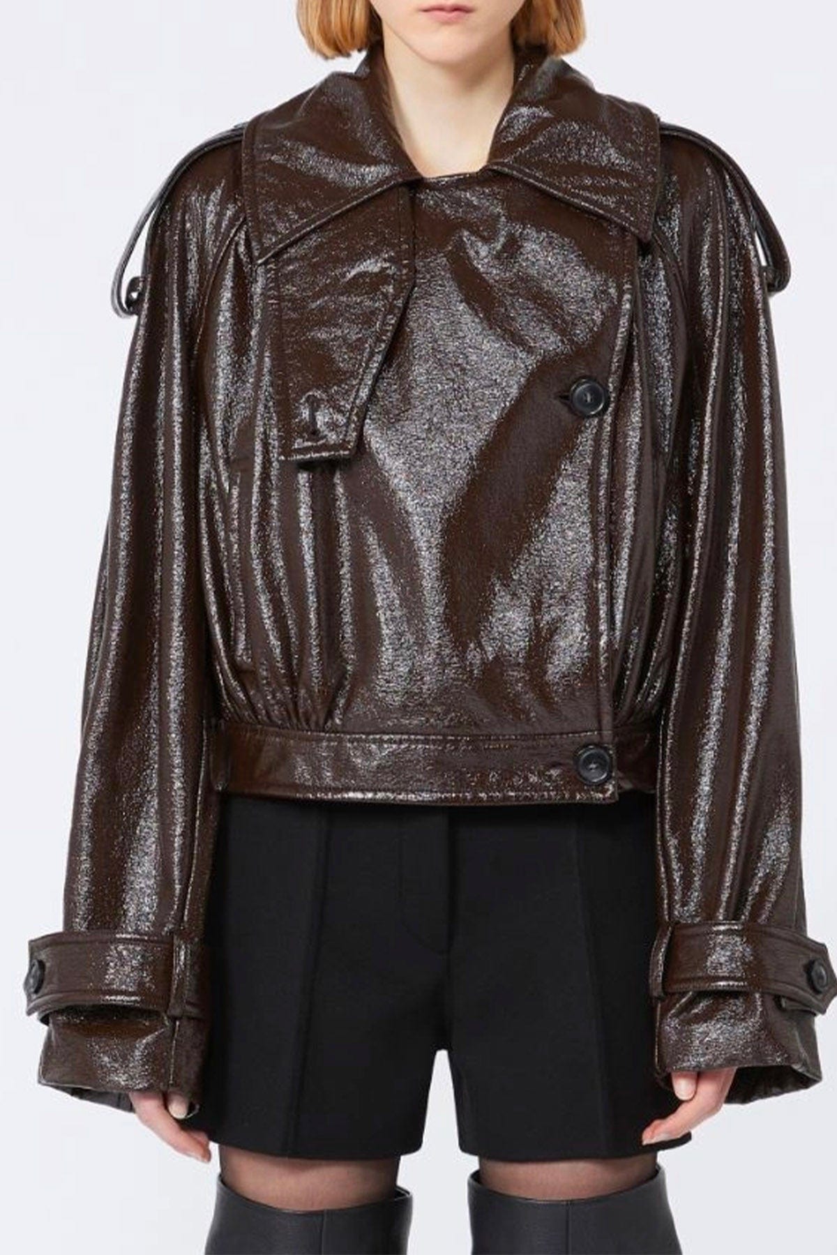 MAXMARA'S BRANDS GIACCONE  CAFFE' / 34 Impemeabile corto effetto vernice Sportmax Beta1234