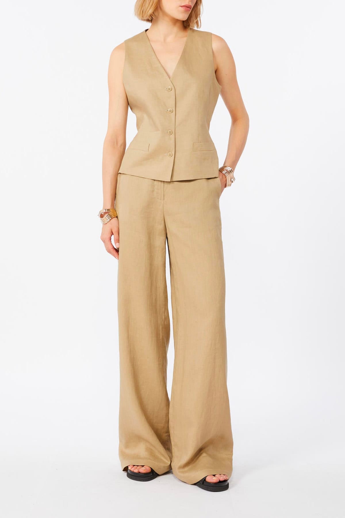 MAXMARA'S BRANDS GILET  Gilet in lino donna Max Mara Studio Mstcarnet