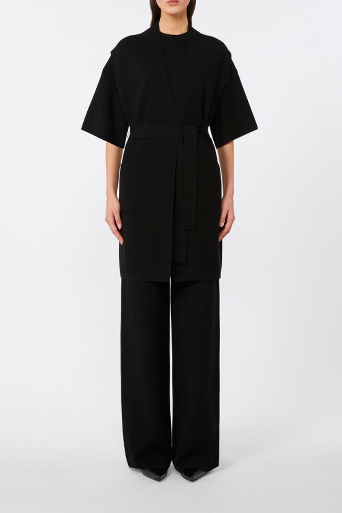 MAXMARA'S BRANDS GILET IN MAGLIA  NERO / XXS Gilet con cintura in vita donna Studio Max Mara Abete