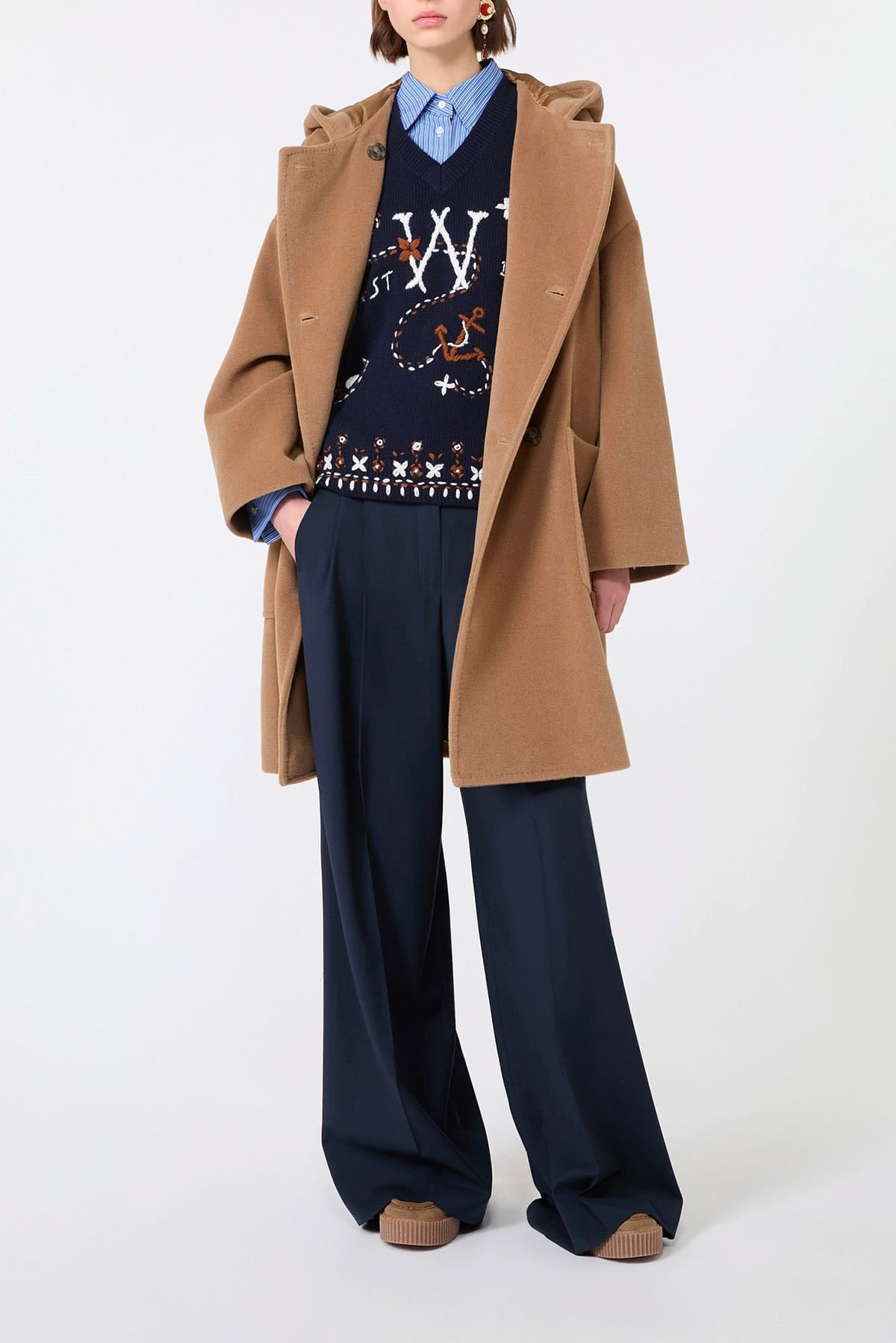 MAXMARA'S BRANDS GILET IN MAGLIA  Gilet in lana ricamato donna Max Mara Weekend Wkdcacao