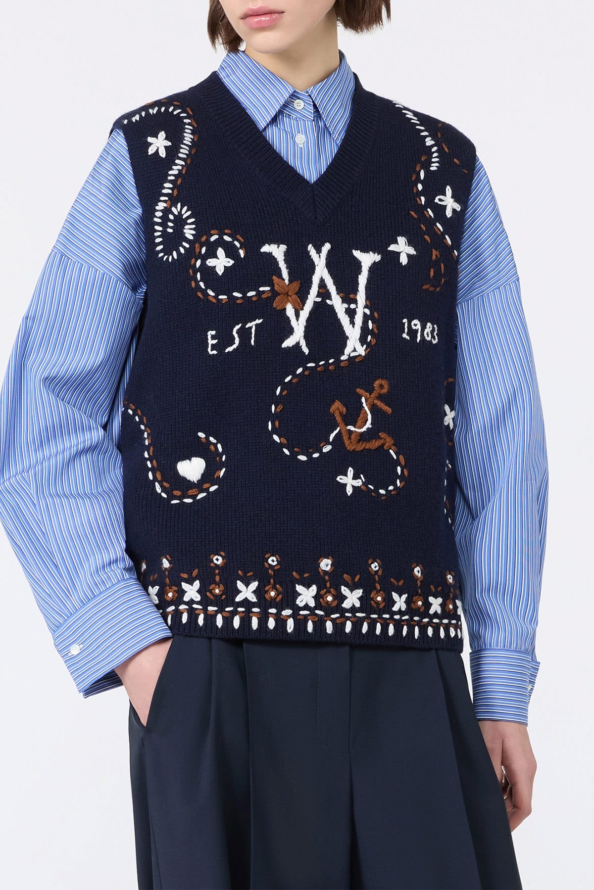 MAXMARA'S BRANDS GILET IN MAGLIA  Gilet in lana ricamato donna Max Mara Weekend Wkdcacao