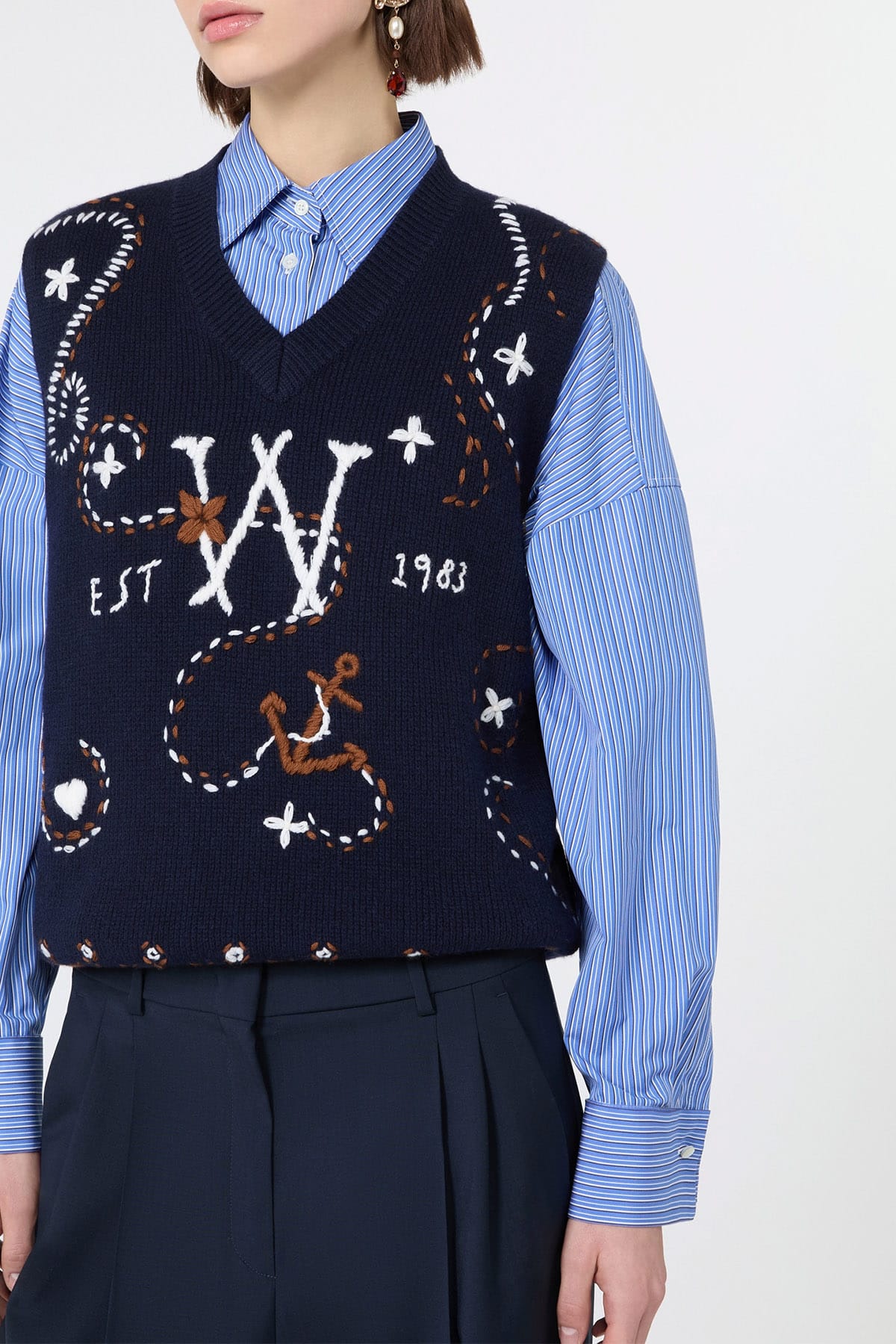 MAXMARA'S BRANDS GILET IN MAGLIA  Gilet in lana ricamato donna Max Mara Weekend Wkdcacao