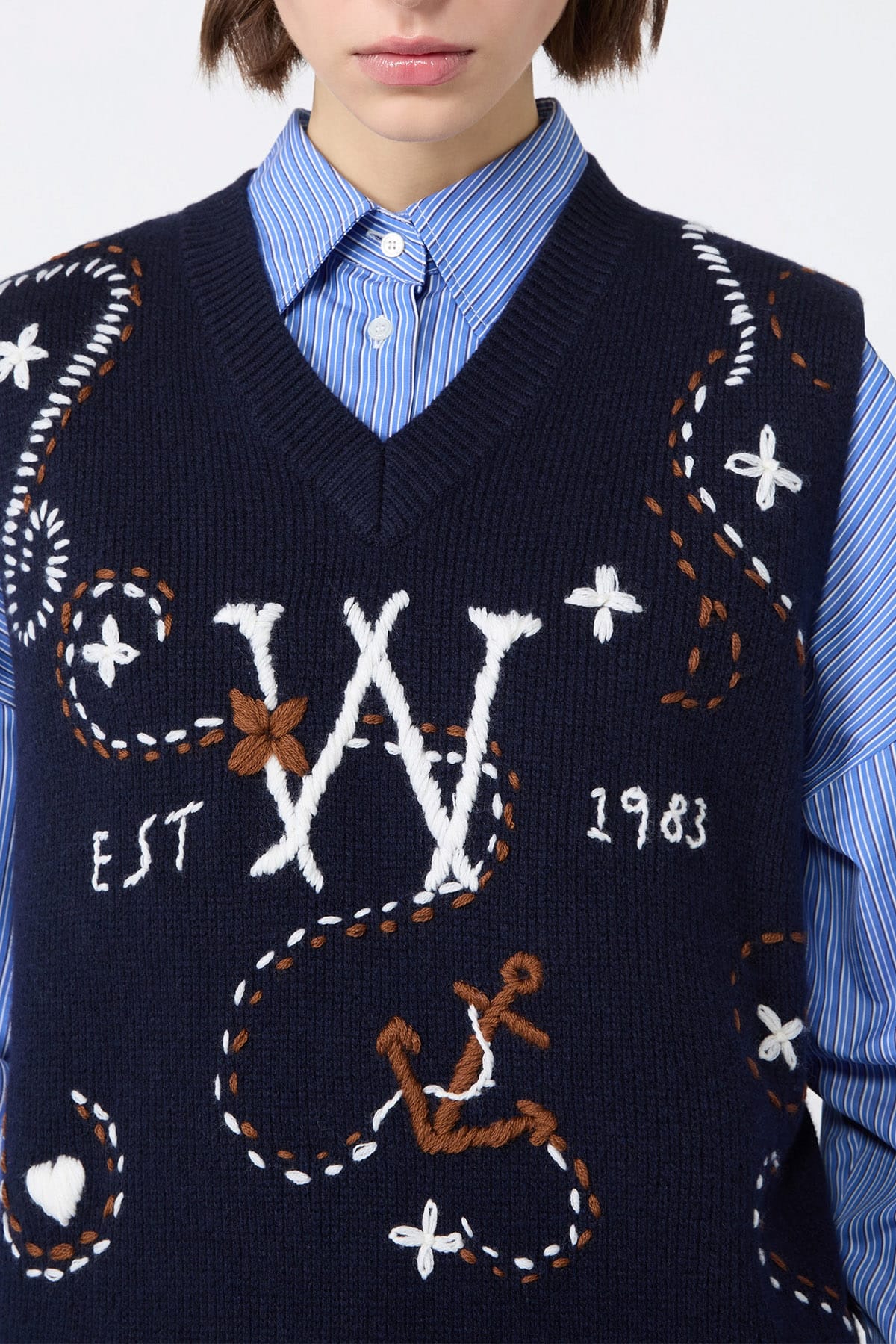 MAXMARA'S BRANDS GILET IN MAGLIA  Gilet in lana ricamato donna Max Mara Weekend Wkdcacao