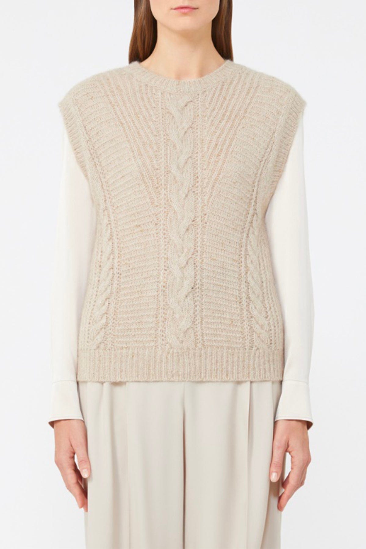 MAXMARA'S BRANDS GILET IN MAGLIA  MANDORLA/ORO / XXS Gilet in maglia Max Mara Studio Taffy