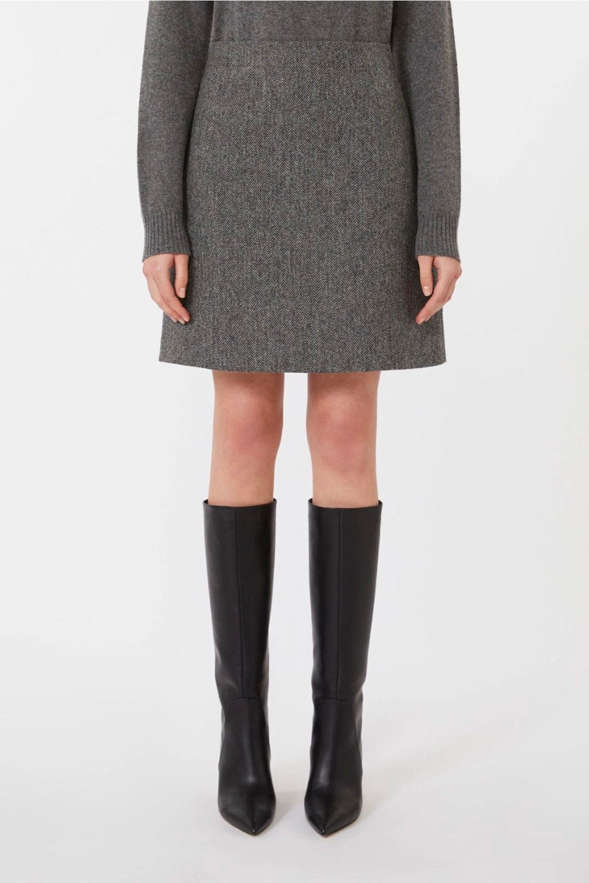 MAXMARA'S BRANDS GONNA  NERO DISEGNO CHEVRON / 34 Gonna corta in lana Weekend Max Mara Marche