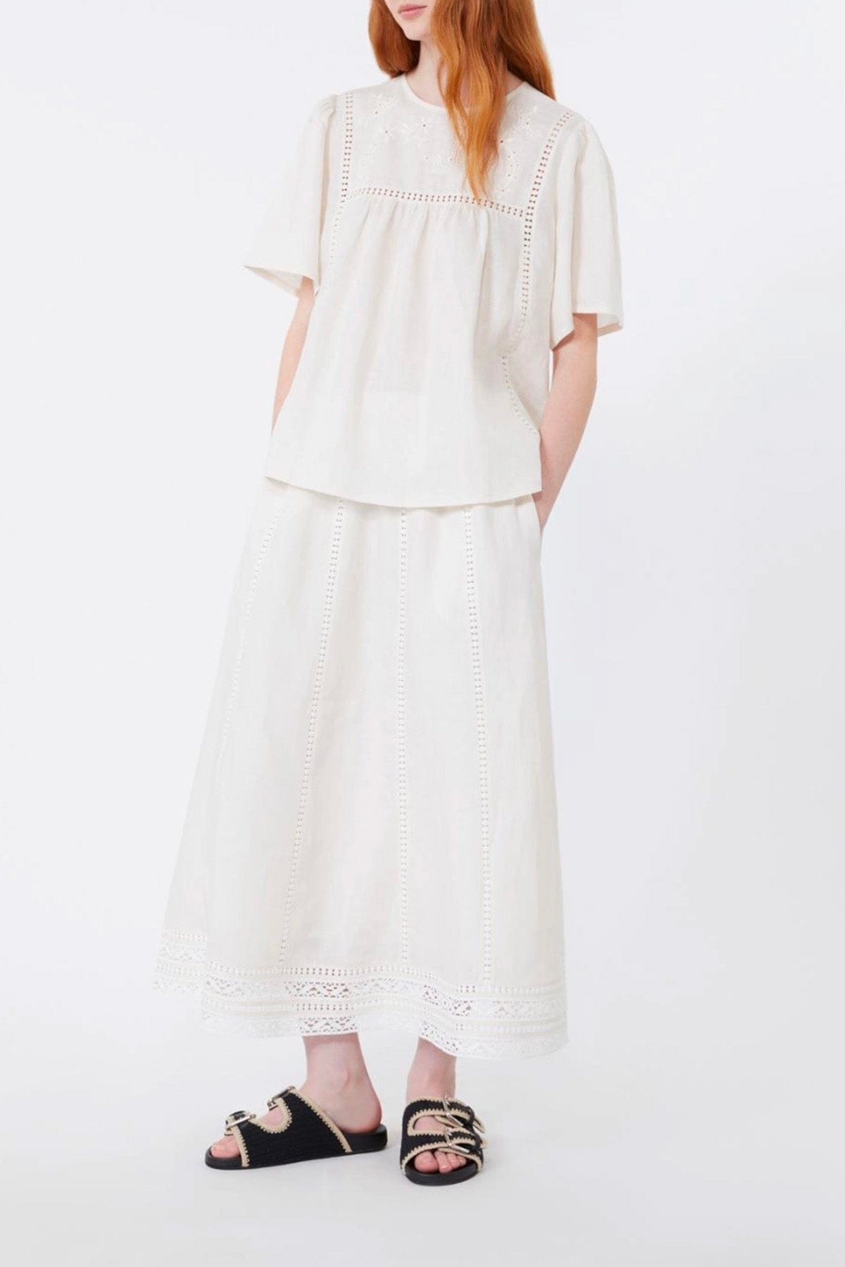 MAXMARA'S BRANDS GONNA  Gonna in lino bianco ecru Weekend Max Mara Wkdgergo