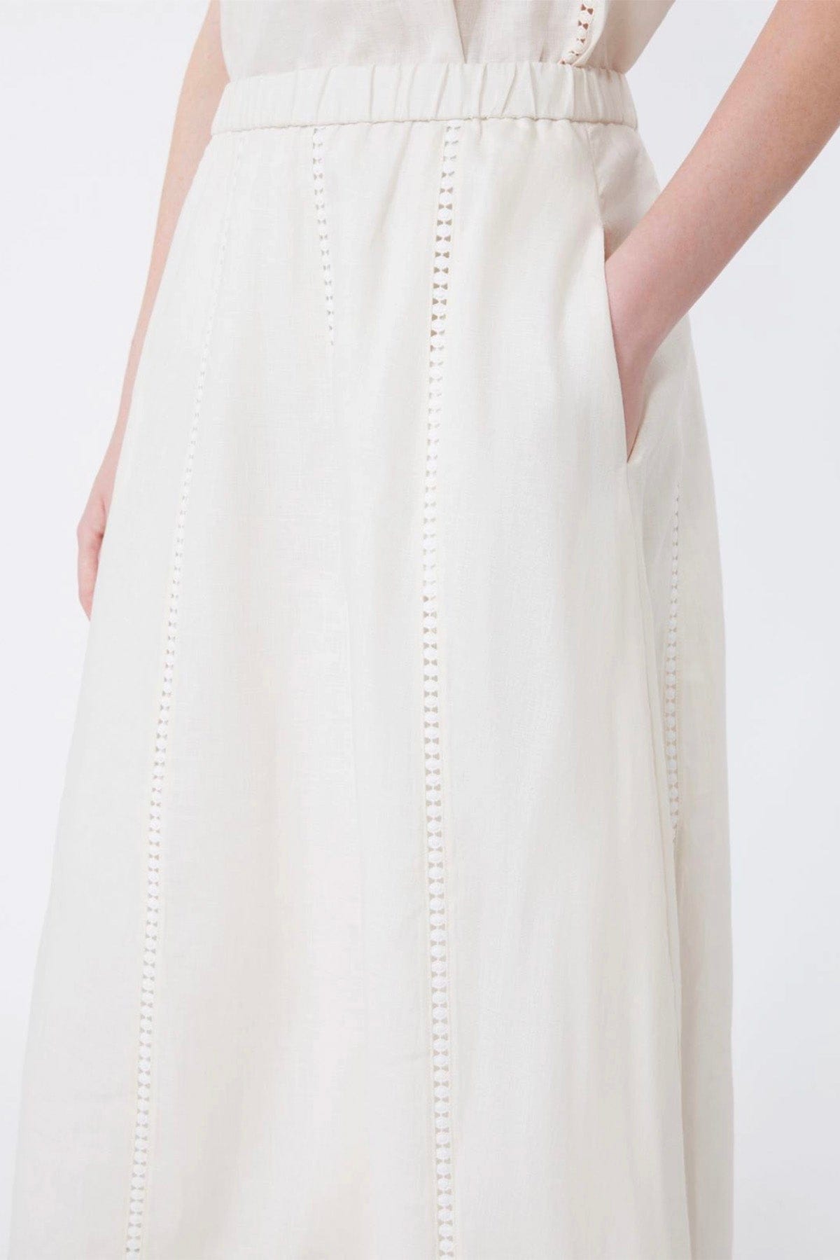 MAXMARA'S BRANDS GONNA  Gonna in lino bianco ecru Weekend Max Mara Wkdgergo
