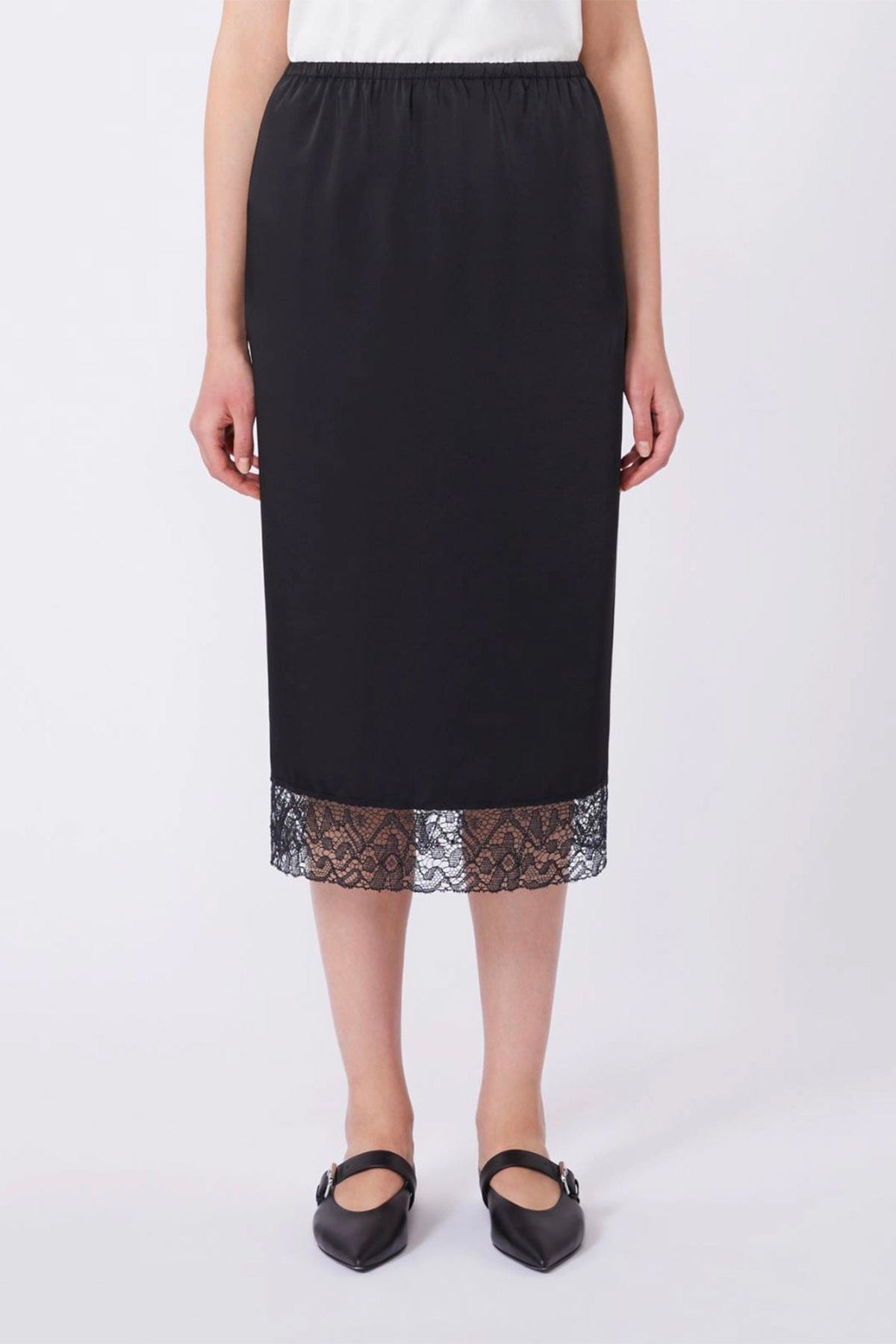 MAXMARA'S BRANDS GONNA  NERO / 34 Gonna nera in raso bordo in pizzo Max Mara Weekend Wkddiorama