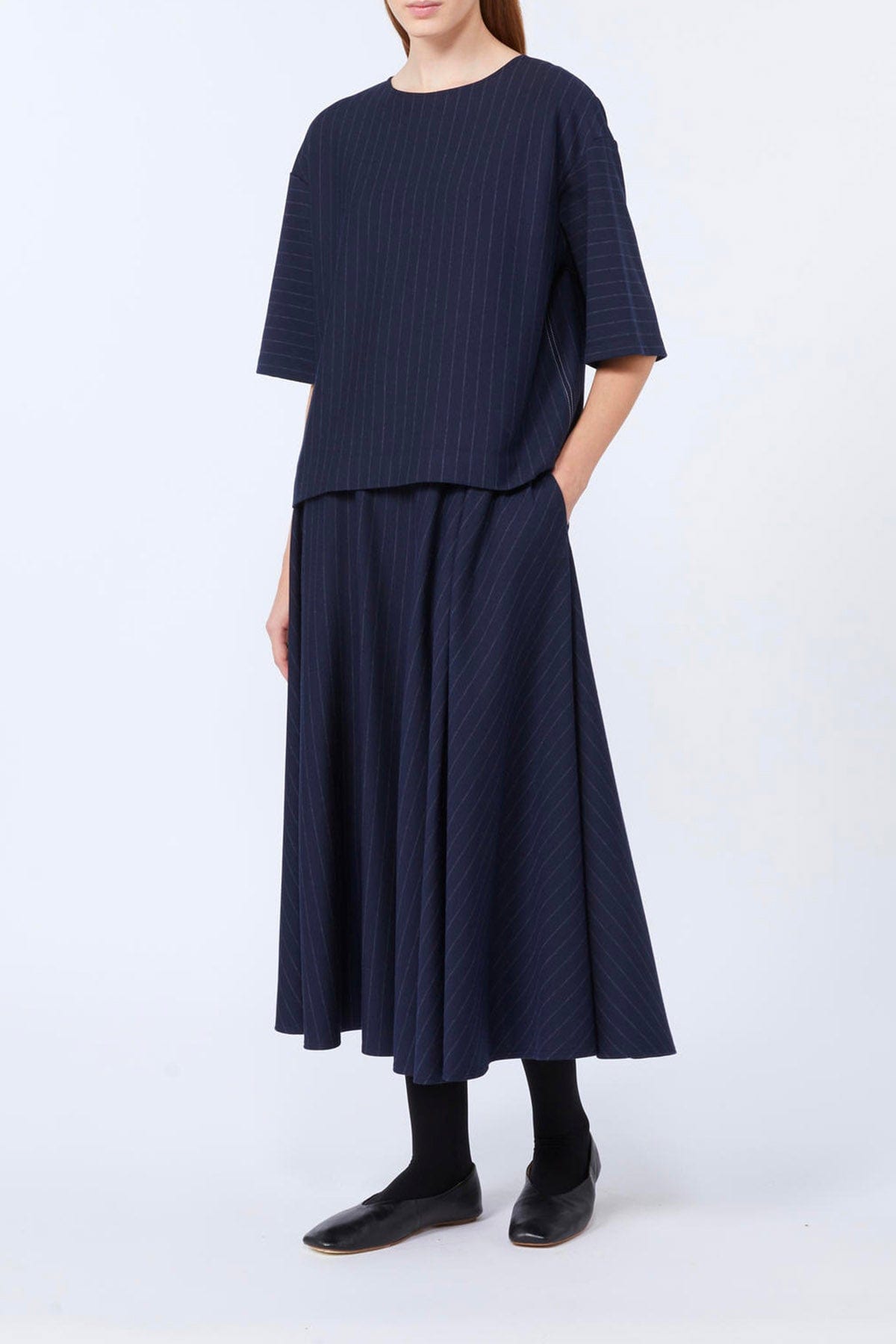 MAXMARA&#39;S BRANDS GONNA IN JERSEY  Gonna blu lunga gessata Max Mara MM Pelota